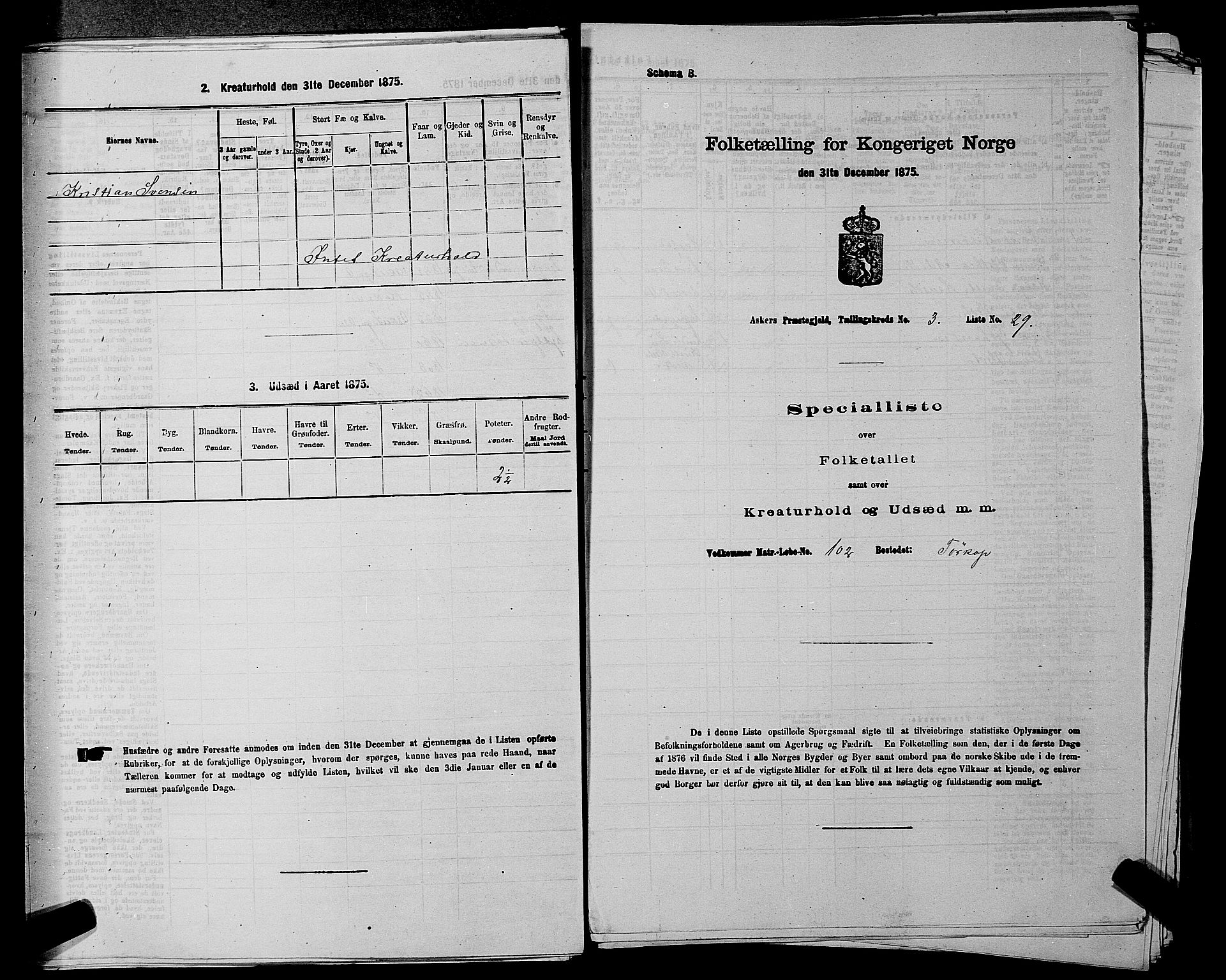 RA, 1875 census for 0220P Asker, 1875, p. 775