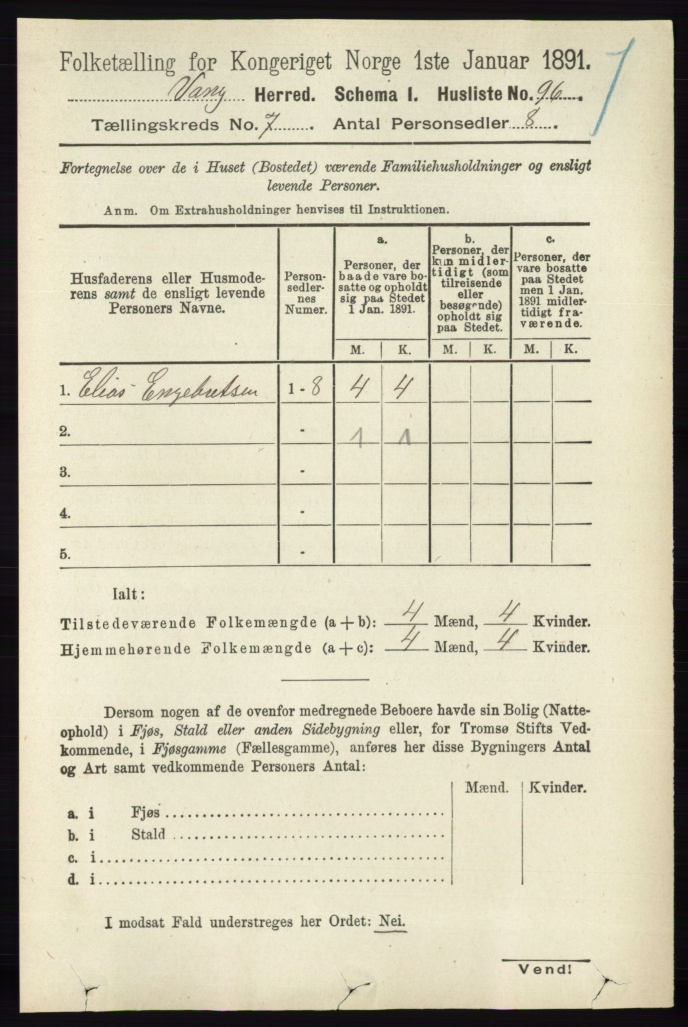 RA, 1891 census for 0414 Vang, 1891, p. 5018