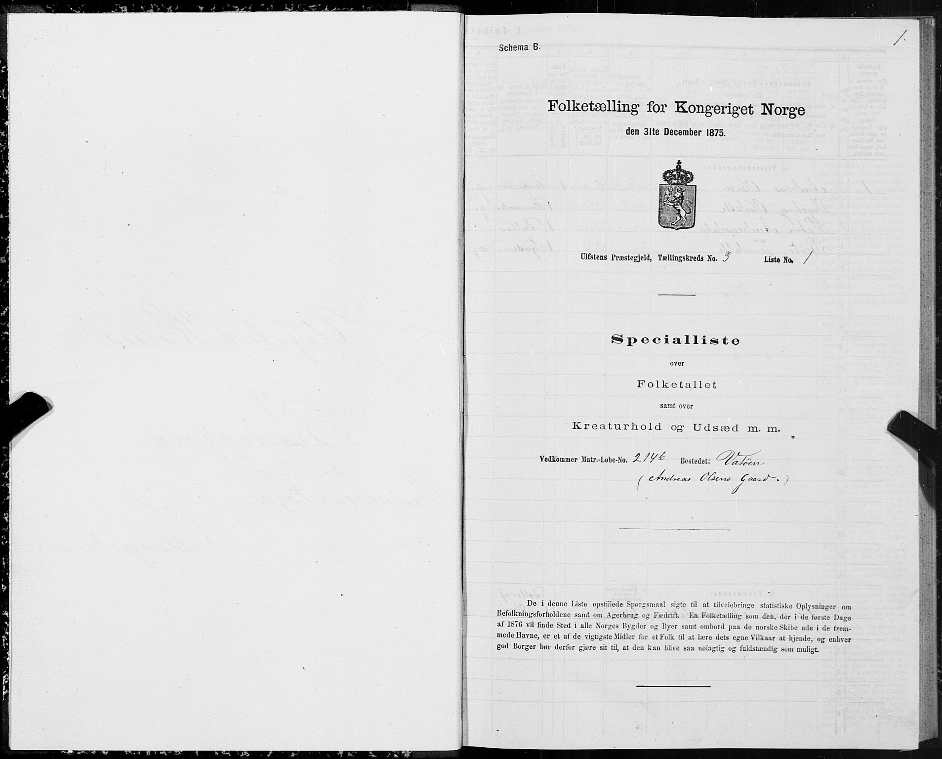 SAT, 1875 census for 1516P Ulstein, 1875, p. 2001