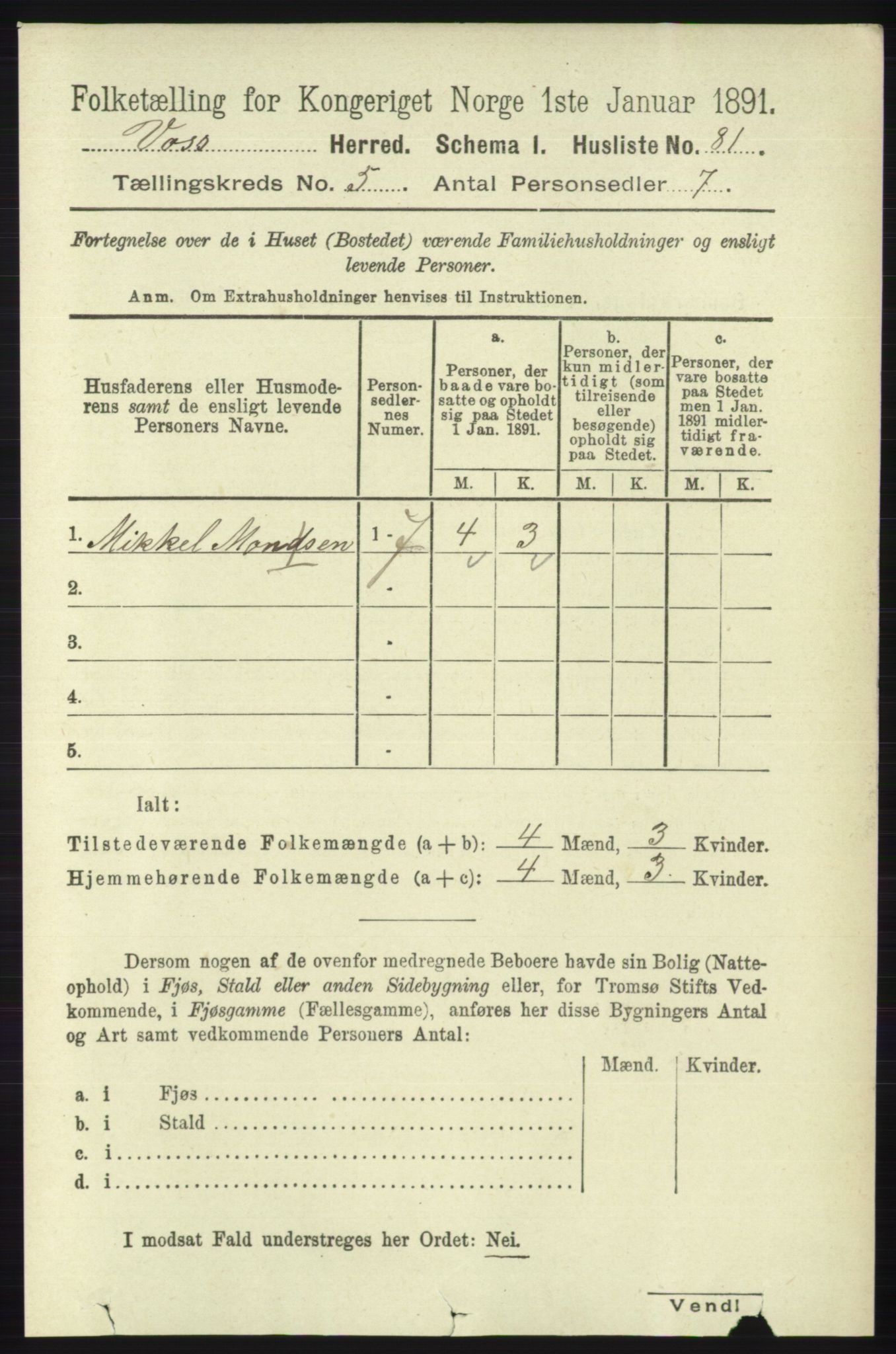 RA, 1891 census for 1235 Voss, 1891, p. 2693