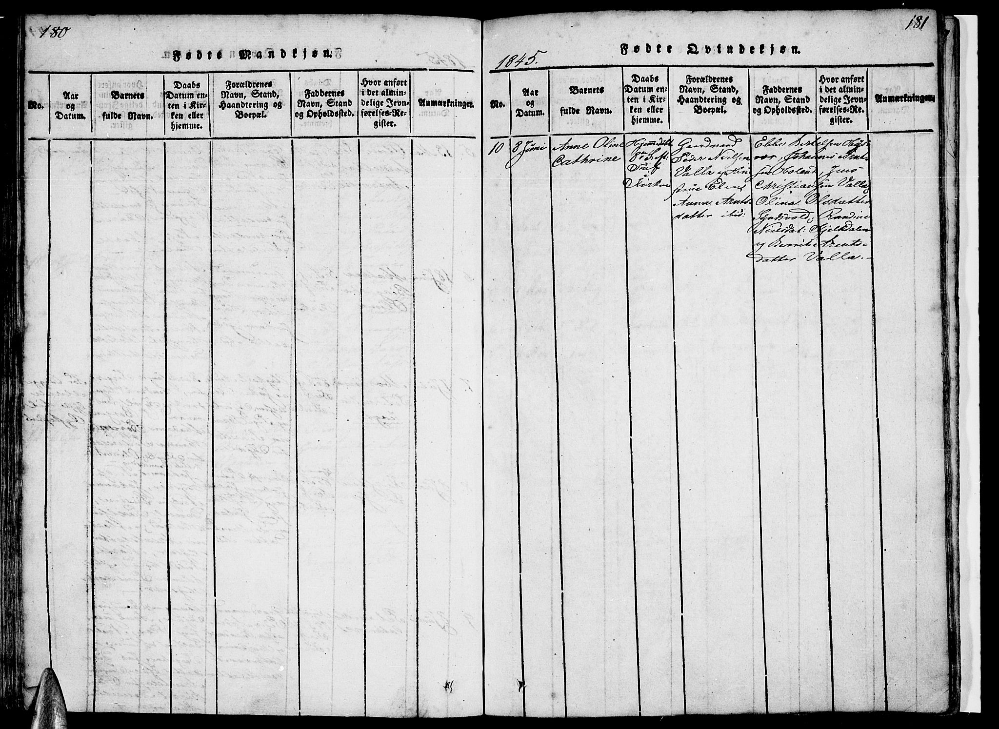 Ministerialprotokoller, klokkerbøker og fødselsregistre - Nordland, AV/SAT-A-1459/816/L0239: Parish register (official) no. 816A05, 1820-1845, p. 180-181