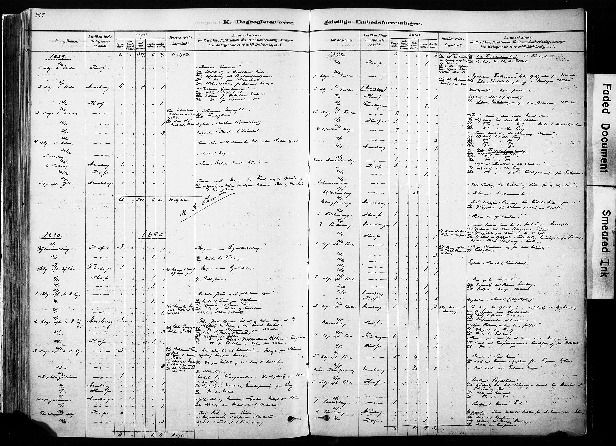 Hof prestekontor, SAH/PREST-038/H/Ha/Haa/L0010: Parish register (official) no. 10, 1878-1909, p. 355