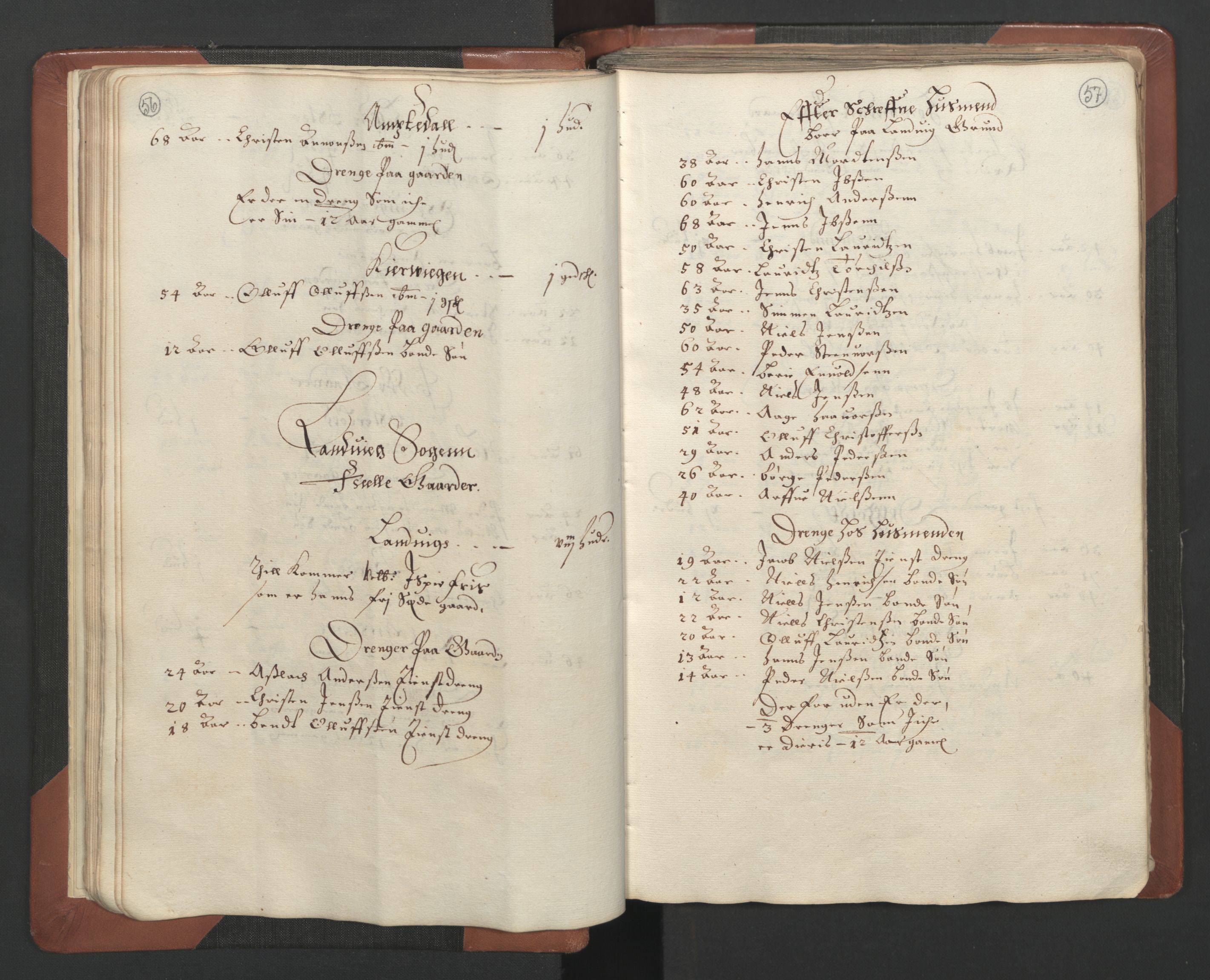 RA, Bailiff's Census 1664-1666, no. 7: Nedenes fogderi, 1664-1666, p. 56-57