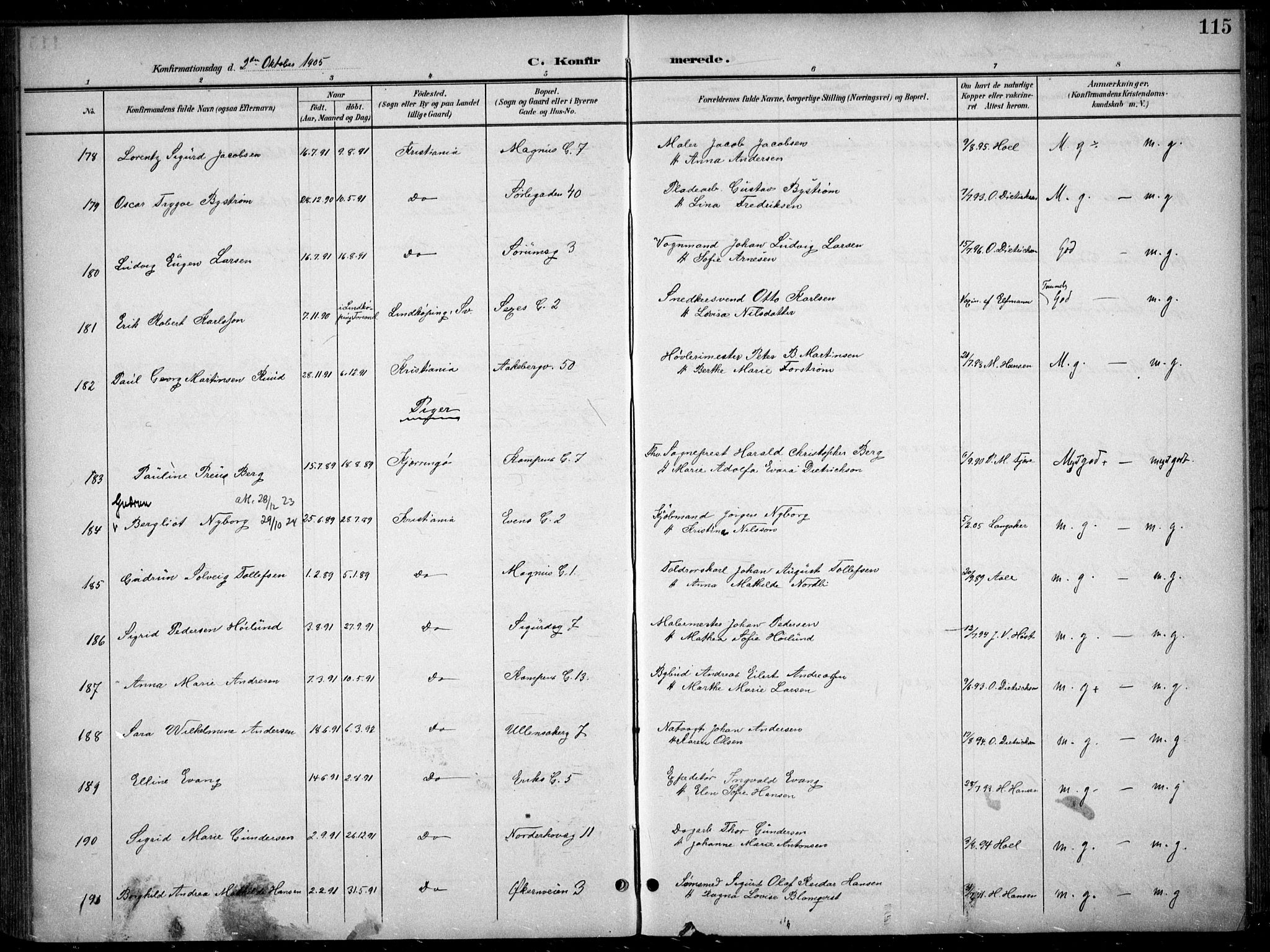 Kampen prestekontor Kirkebøker, SAO/A-10853/F/Fa/L0009: Parish register (official) no. I 9, 1899-1911, p. 115