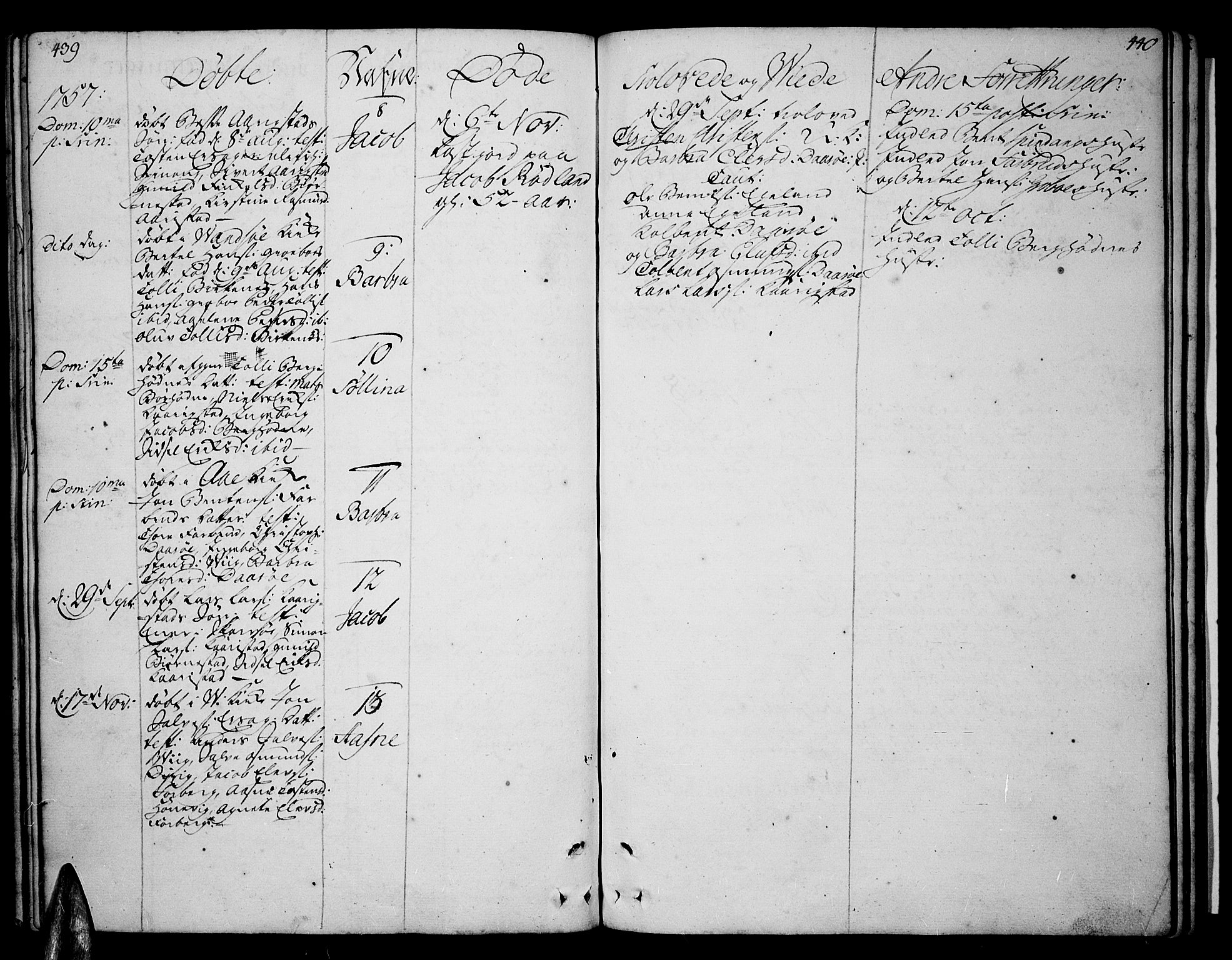 Lista sokneprestkontor, AV/SAK-1111-0027/F/Fa/L0003: Parish register (official) no. A 3 /3, 1752-1767, p. 439-440