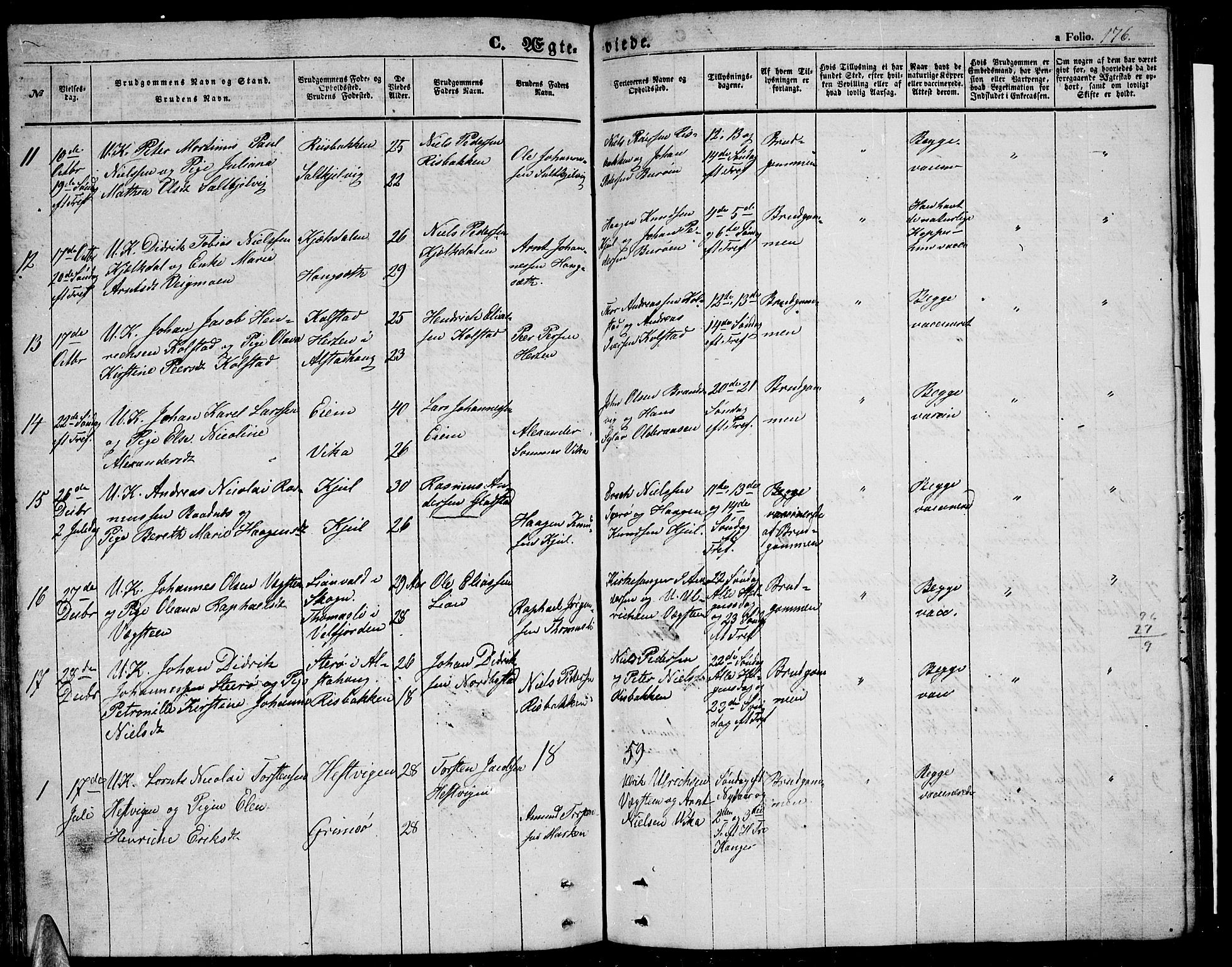 Ministerialprotokoller, klokkerbøker og fødselsregistre - Nordland, AV/SAT-A-1459/816/L0251: Parish register (copy) no. 816C01, 1852-1870, p. 176