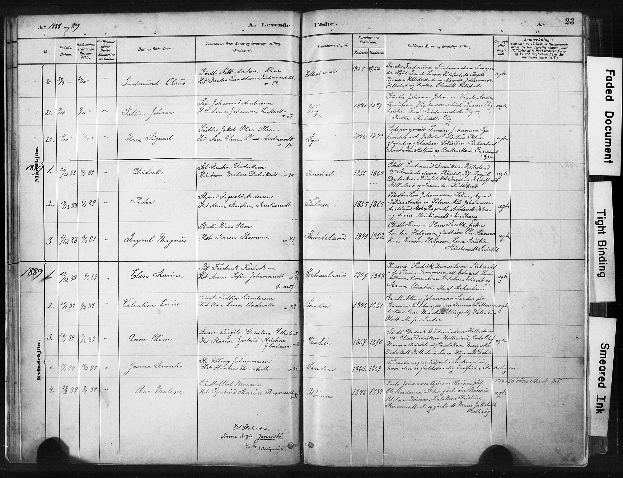 Skudenes sokneprestkontor, AV/SAST-A -101849/H/Ha/Haa/L0009: Parish register (official) no. A 6, 1882-1912, p. 23