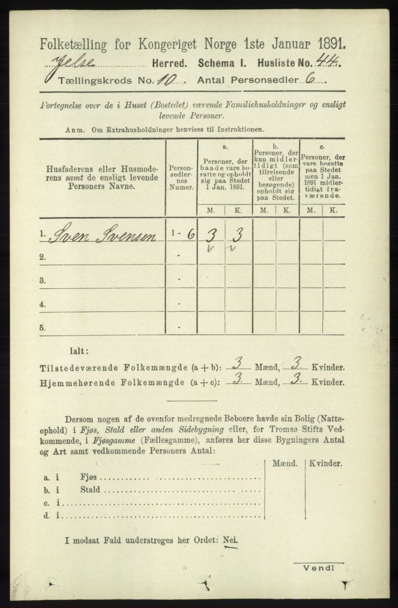 RA, 1891 census for 1138 Jelsa, 1891, p. 2417