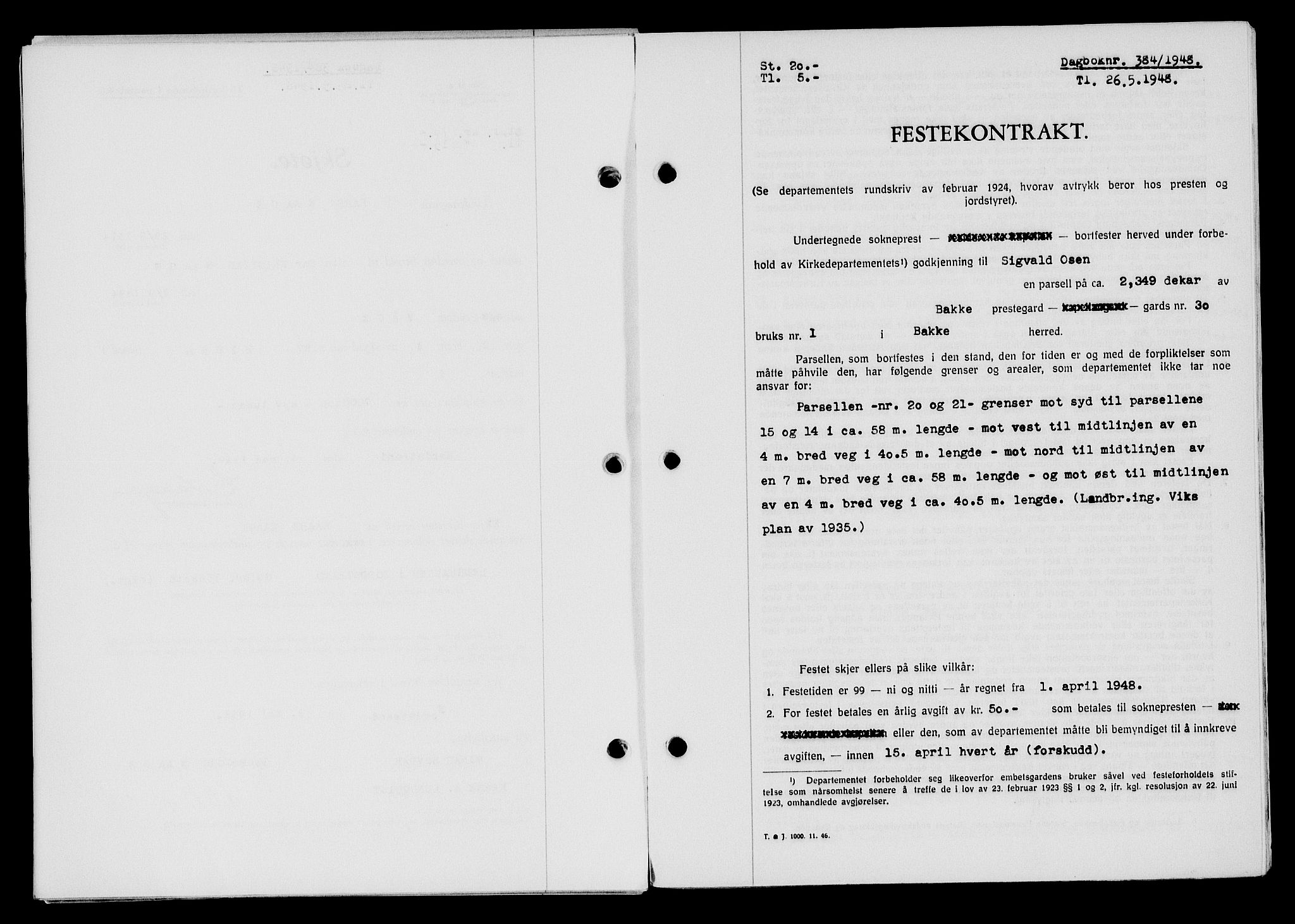 Flekkefjord sorenskriveri, AV/SAK-1221-0001/G/Gb/Gba/L0063: Mortgage book no. A-11, 1947-1948, Diary no: : 384/1948