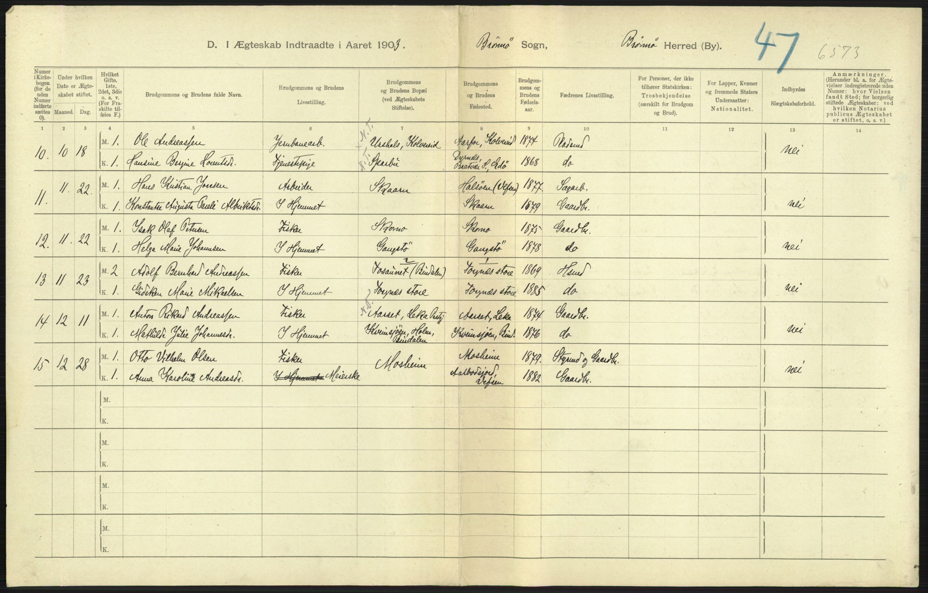 Statistisk sentralbyrå, Sosiodemografiske emner, Befolkning, AV/RA-S-2228/D/Df/Dfa/Dfaa/L0019: Nordlands amt: Fødte, gifte, døde., 1903, p. 51