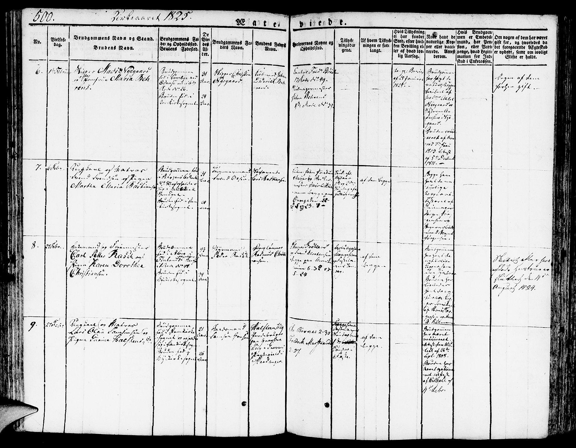 Nykirken Sokneprestembete, SAB/A-77101/H/Hab: Parish register (copy) no. A 5II, 1821-1843, p. 500