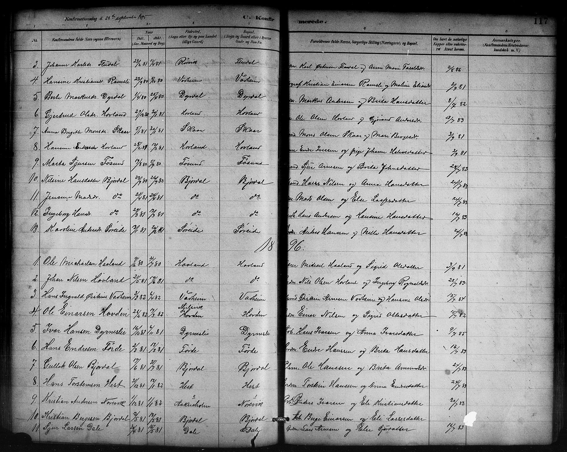 Lavik sokneprestembete, AV/SAB-A-80901: Parish register (copy) no. B 3, 1882-1913, p. 117