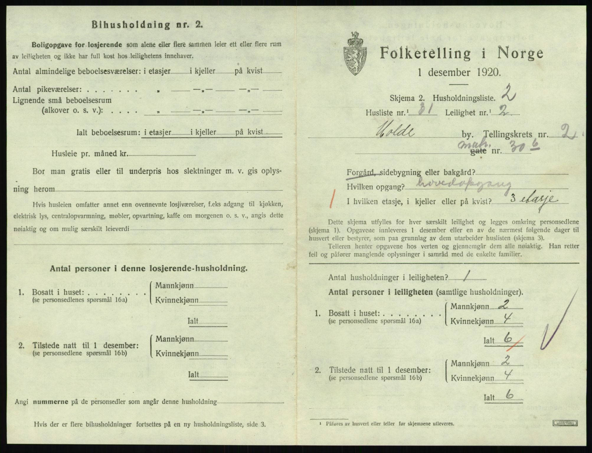 SAT, 1920 census for Molde, 1920, p. 1033