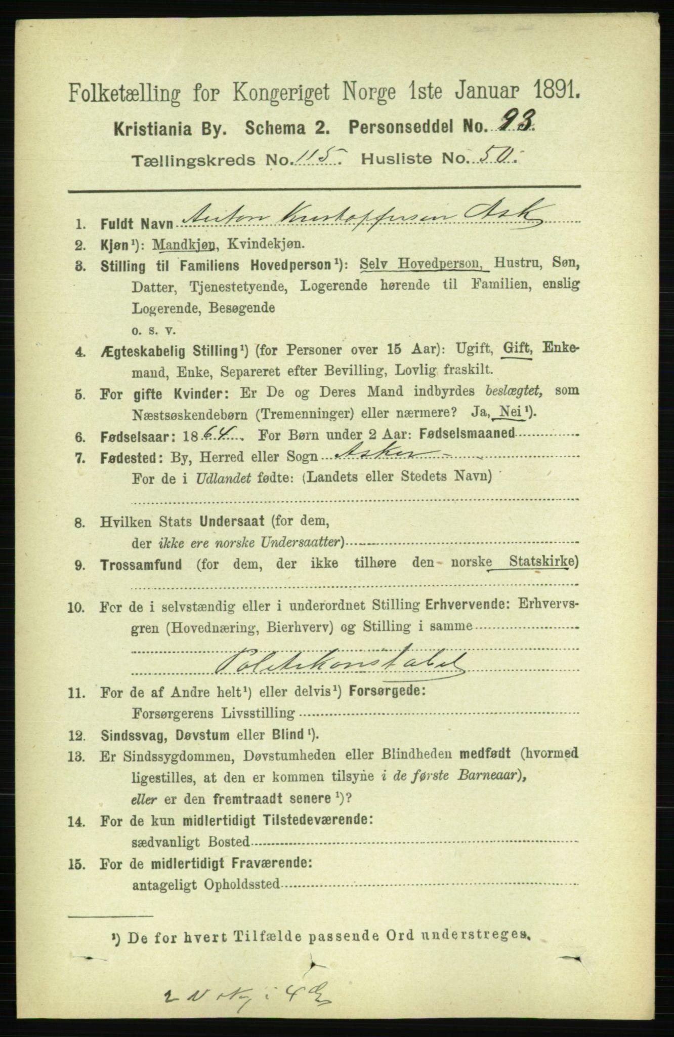 RA, 1891 census for 0301 Kristiania, 1891, p. 62430