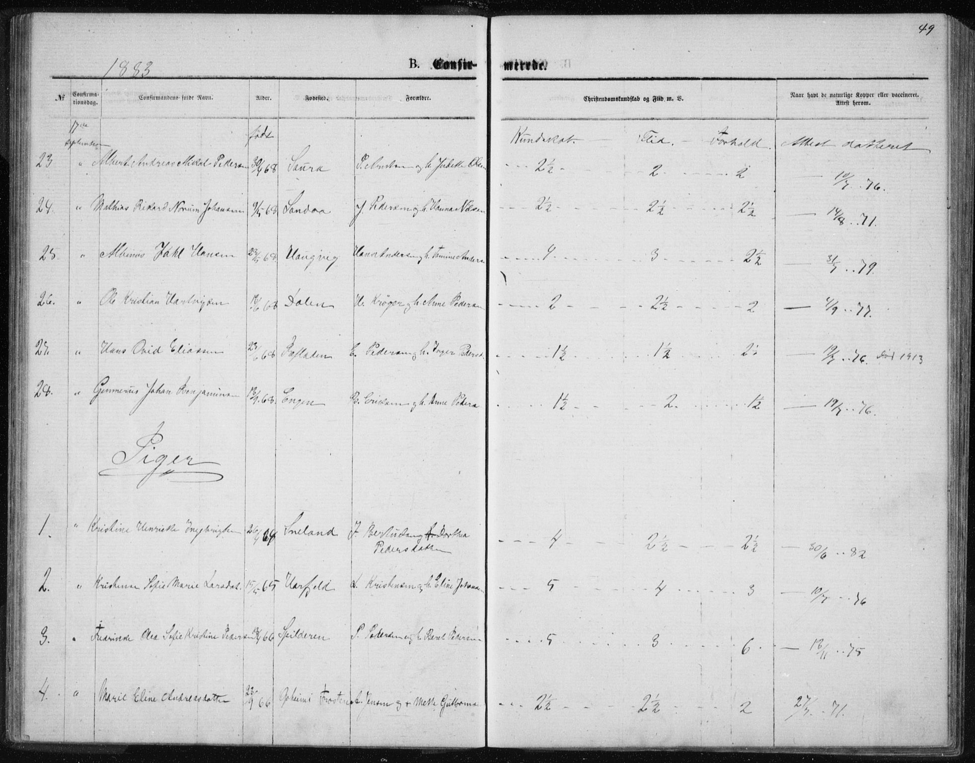 Ministerialprotokoller, klokkerbøker og fødselsregistre - Nordland, AV/SAT-A-1459/843/L0635: Parish register (copy) no. 843C04, 1872-1887, p. 49