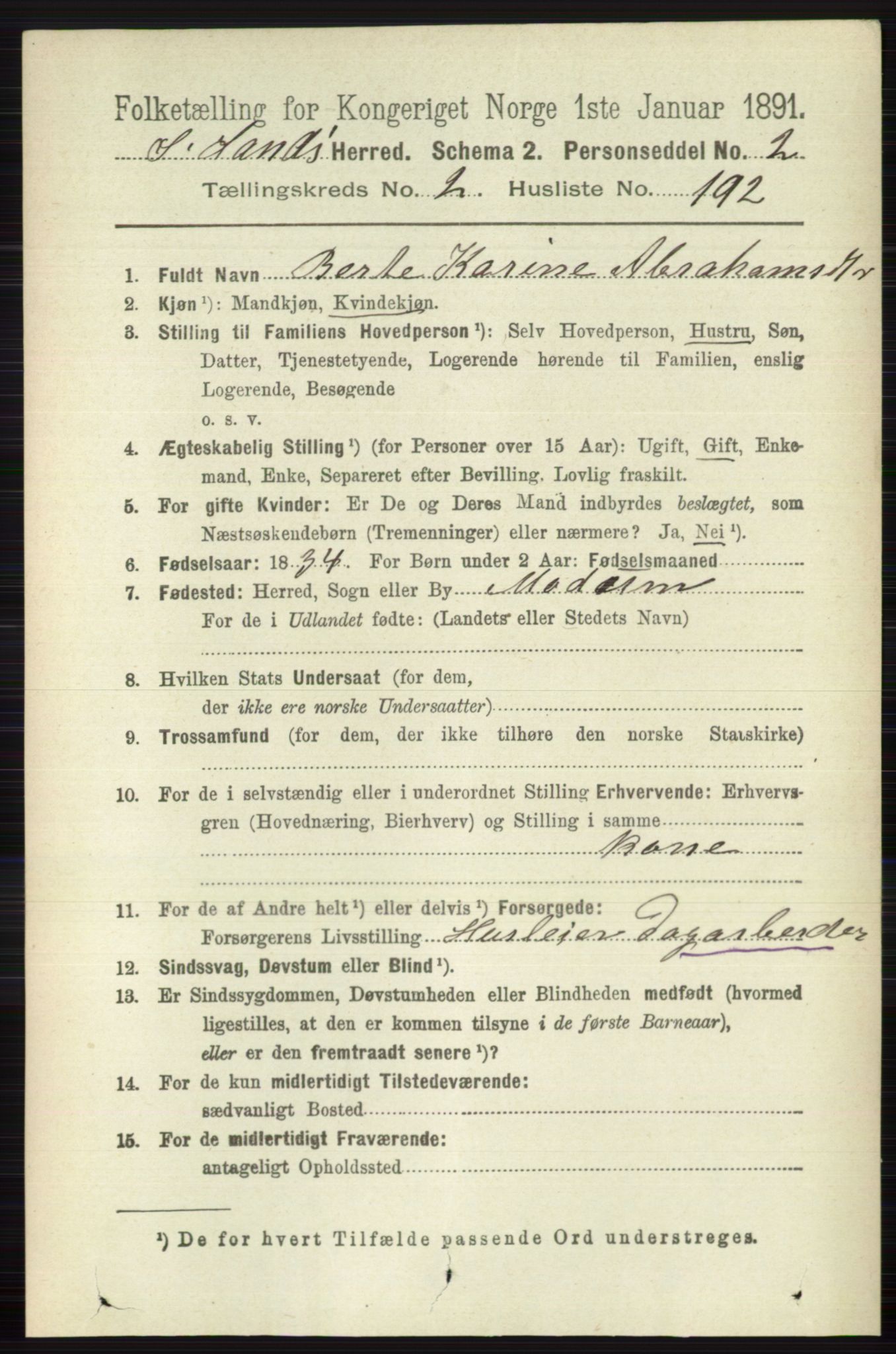 RA, 1891 census for 0536 Søndre Land, 1891, p. 2249