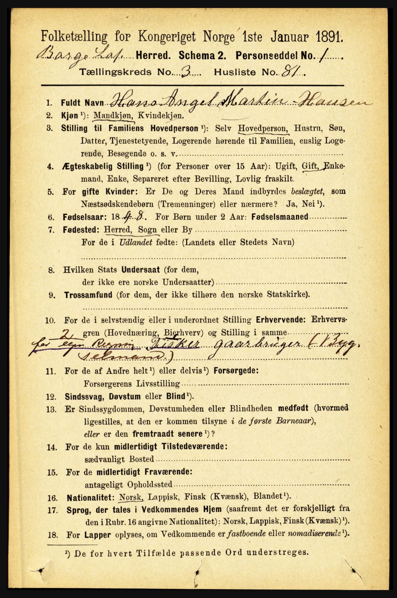 RA, 1891 census for 1862 Borge, 1891, p. 2017