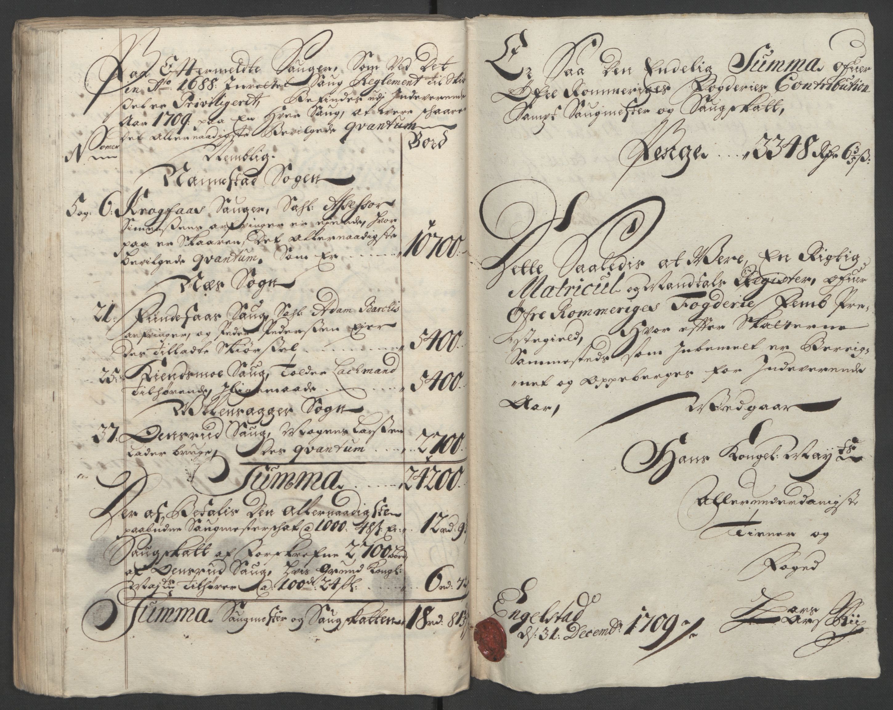 Rentekammeret inntil 1814, Reviderte regnskaper, Fogderegnskap, AV/RA-EA-4092/R12/L0719: Fogderegnskap Øvre Romerike, 1708-1709, p. 303