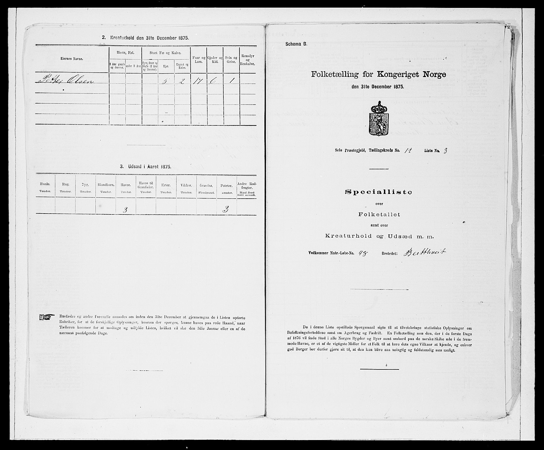 SAB, 1875 Census for 1441P Selje, 1875, p. 1486