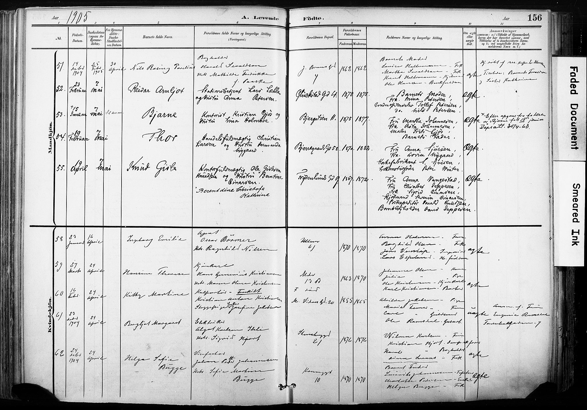 Gamle Aker prestekontor Kirkebøker, SAO/A-10617a/F/L0013: Parish register (official) no. 13, 1901-1908, p. 156