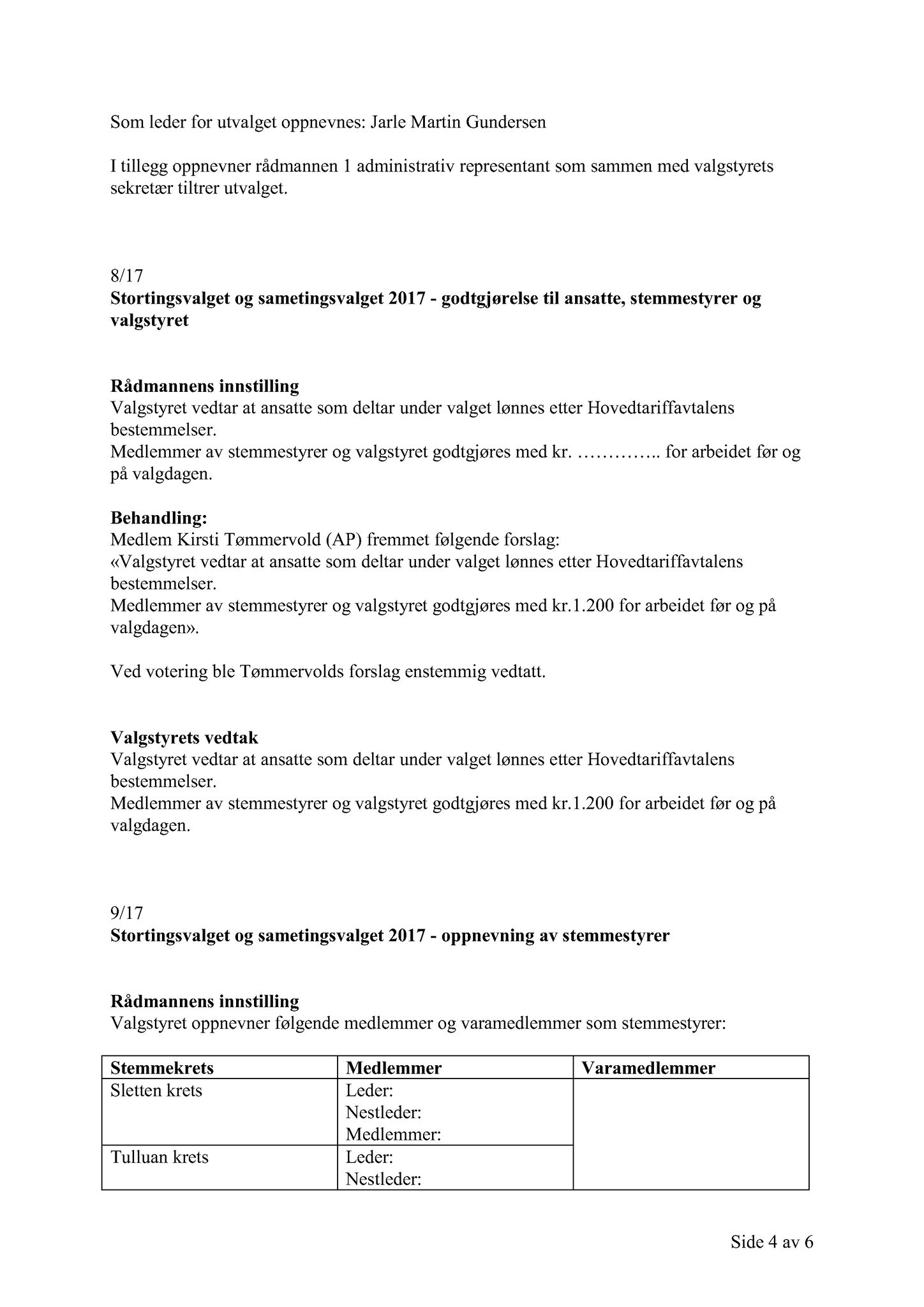 Klæbu Kommune, TRKO/KK/10-VS/L003: Valgnemnda - Møtedokumenter, 2017, p. 43