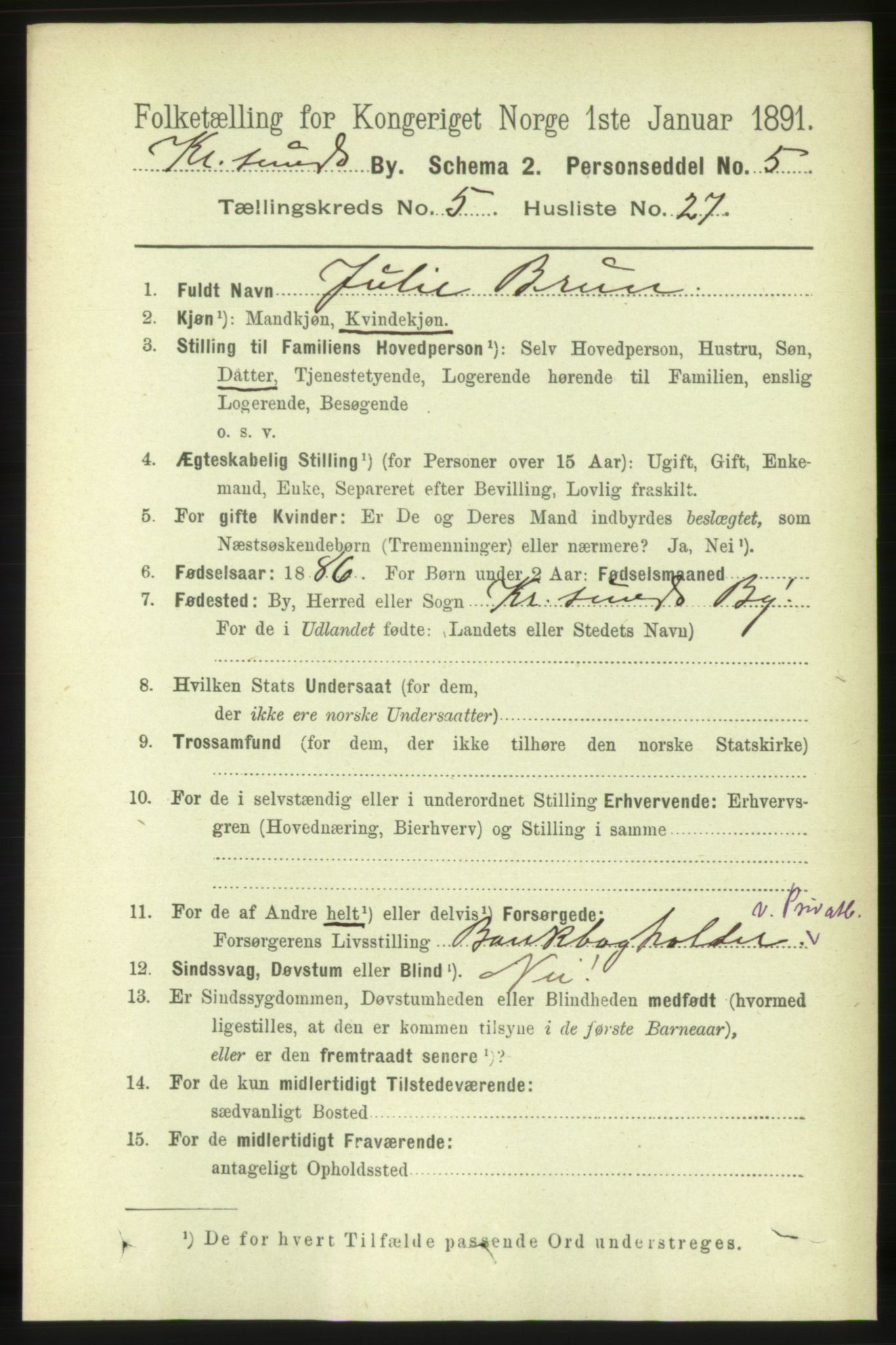 RA, 1891 census for 1503 Kristiansund, 1891, p. 4679