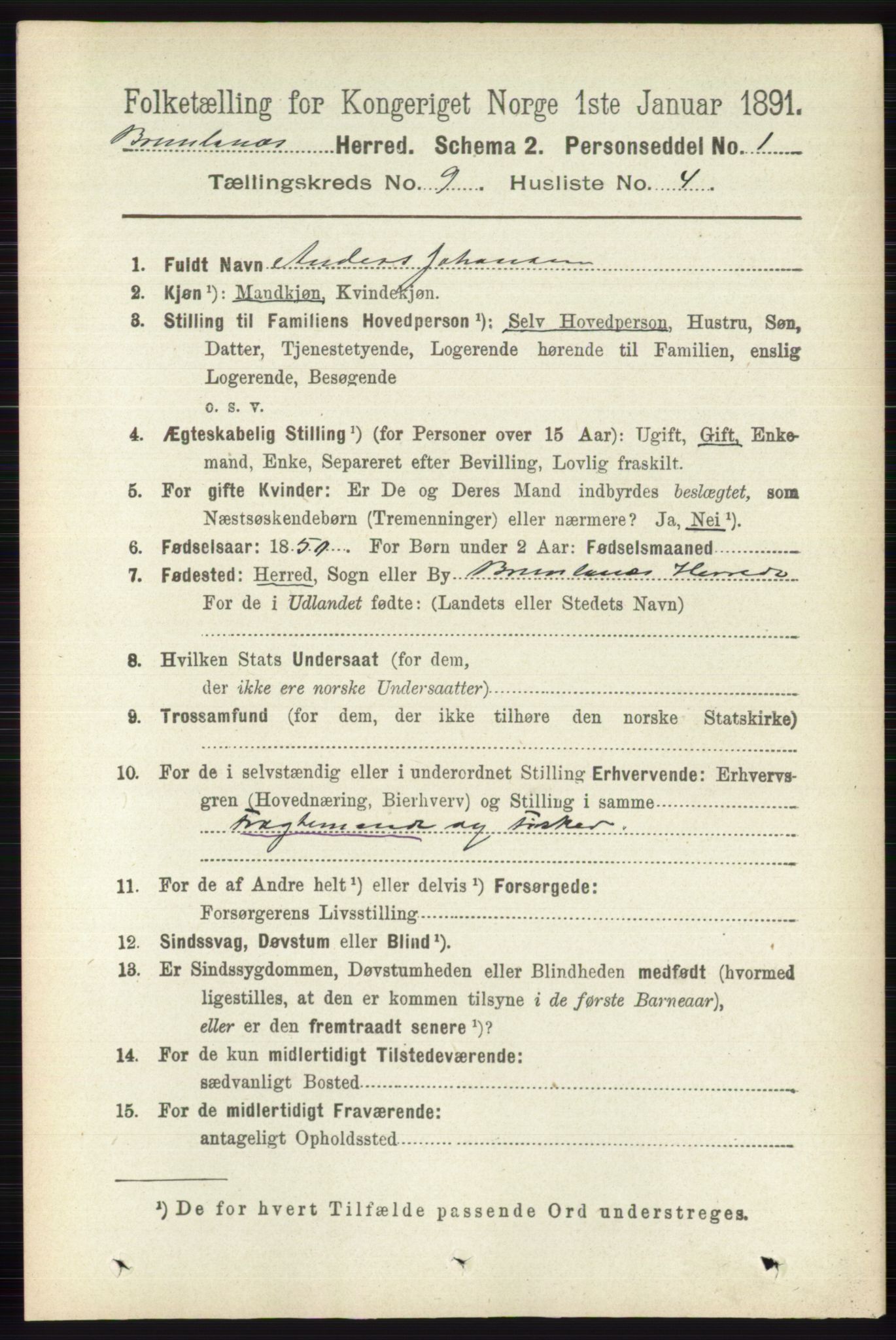 RA, 1891 census for 0726 Brunlanes, 1891, p. 4143