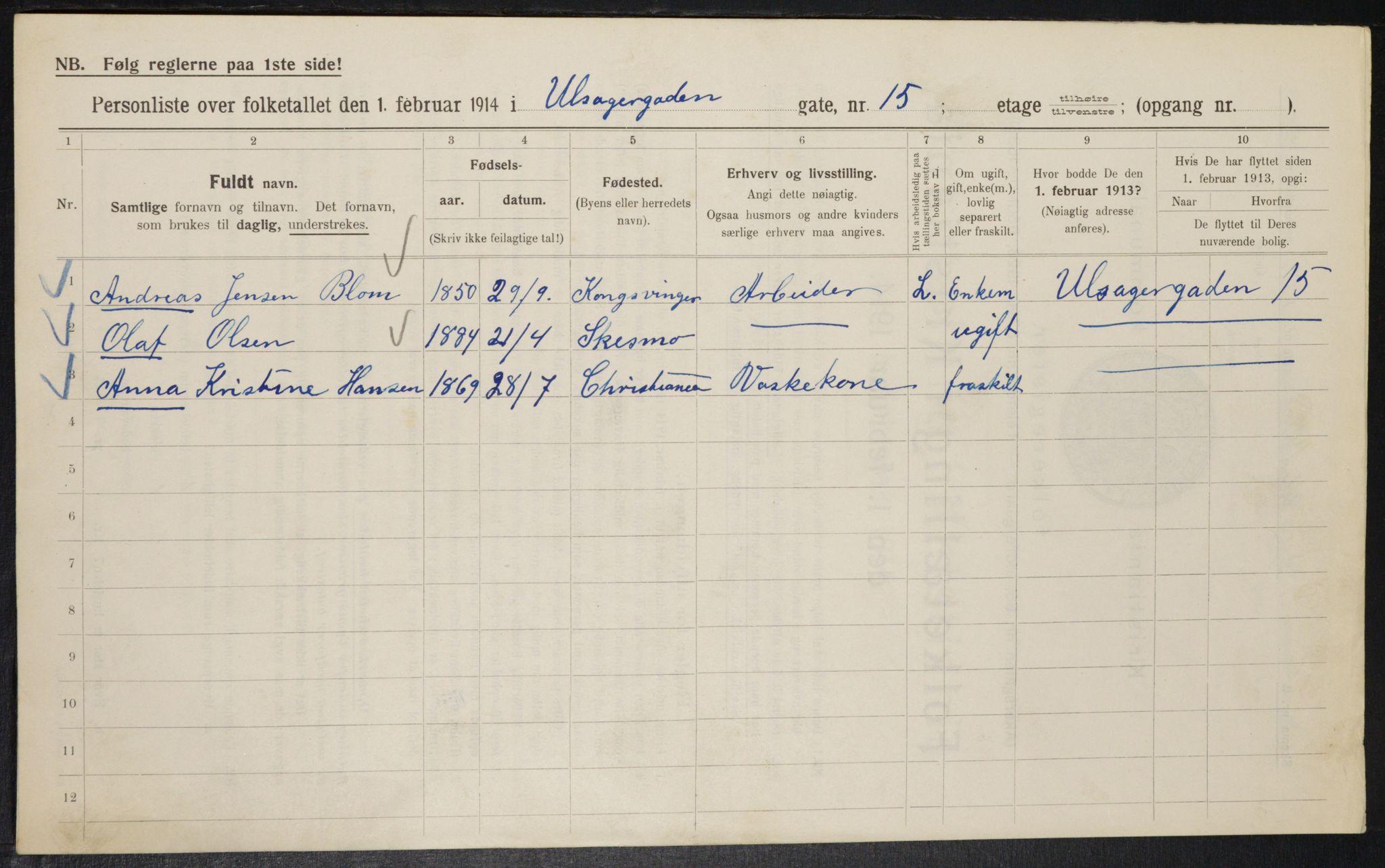 OBA, Municipal Census 1914 for Kristiania, 1914, p. 119879