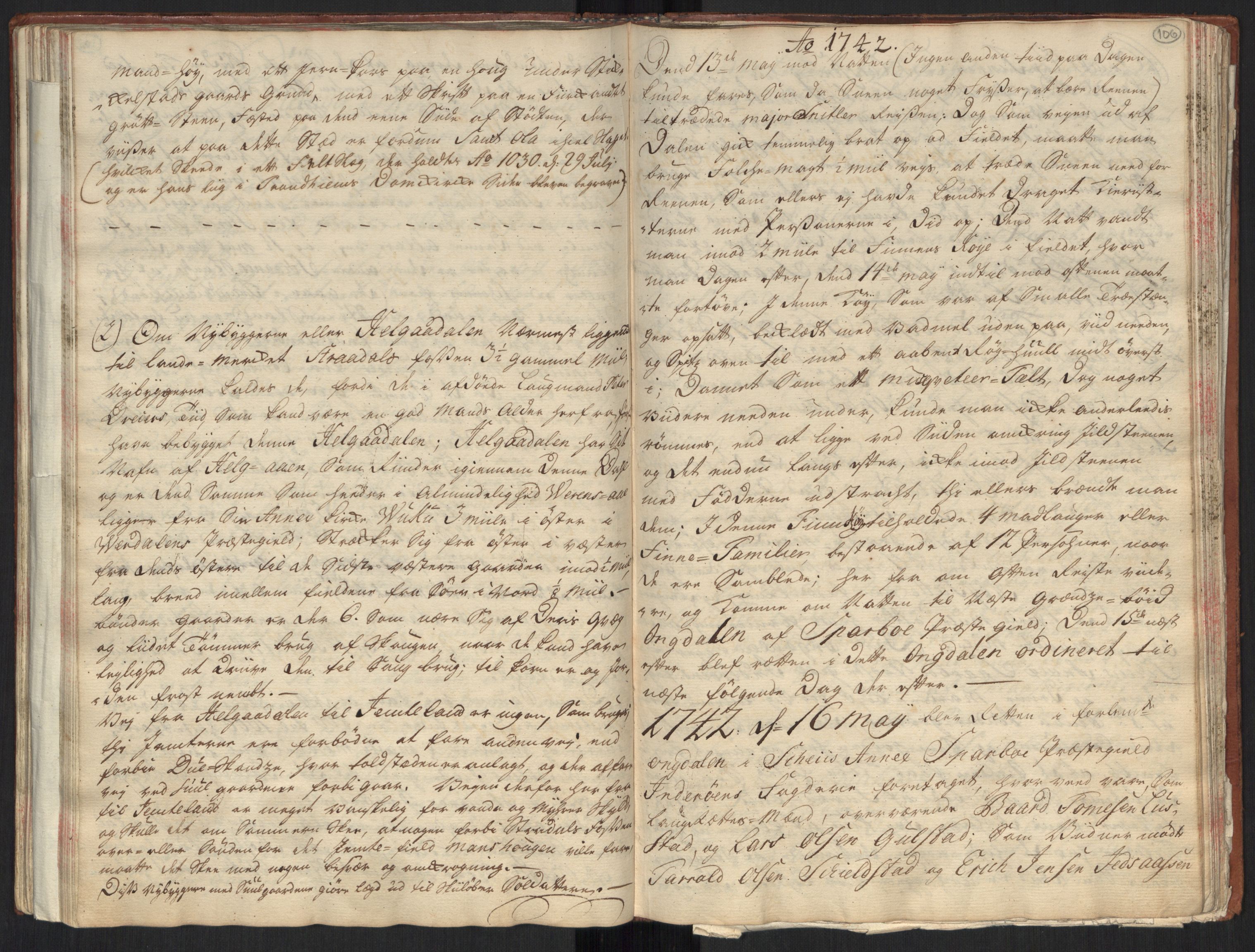 Danske Kanselli, Grensearkivet, AV/RA-EA-4062/F/L0010/0002: Volum XX-XXII / Vol. XXI: Major Schnitlers grenseeksaminasjonsprotokoll, 1. bind, 1742, p. 105b-106a