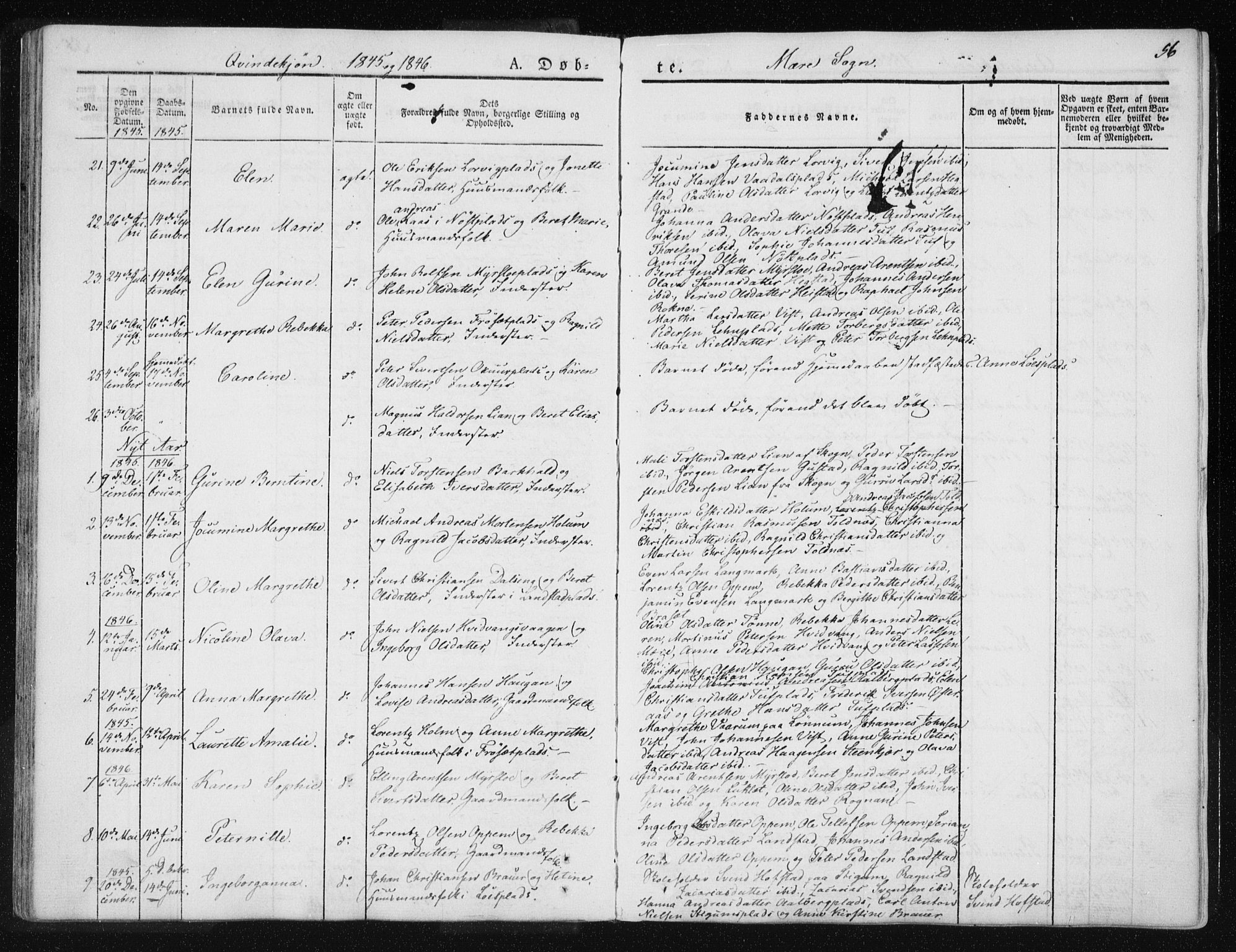 Ministerialprotokoller, klokkerbøker og fødselsregistre - Nord-Trøndelag, SAT/A-1458/735/L0339: Parish register (official) no. 735A06 /1, 1836-1848, p. 56