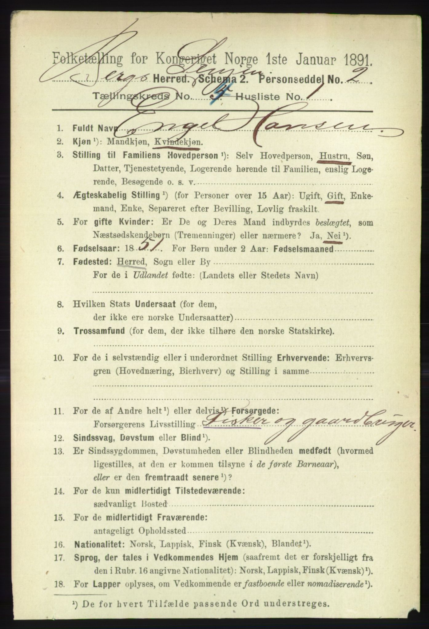 RA, 1891 census for 1929 Berg, 1891, p. 1643