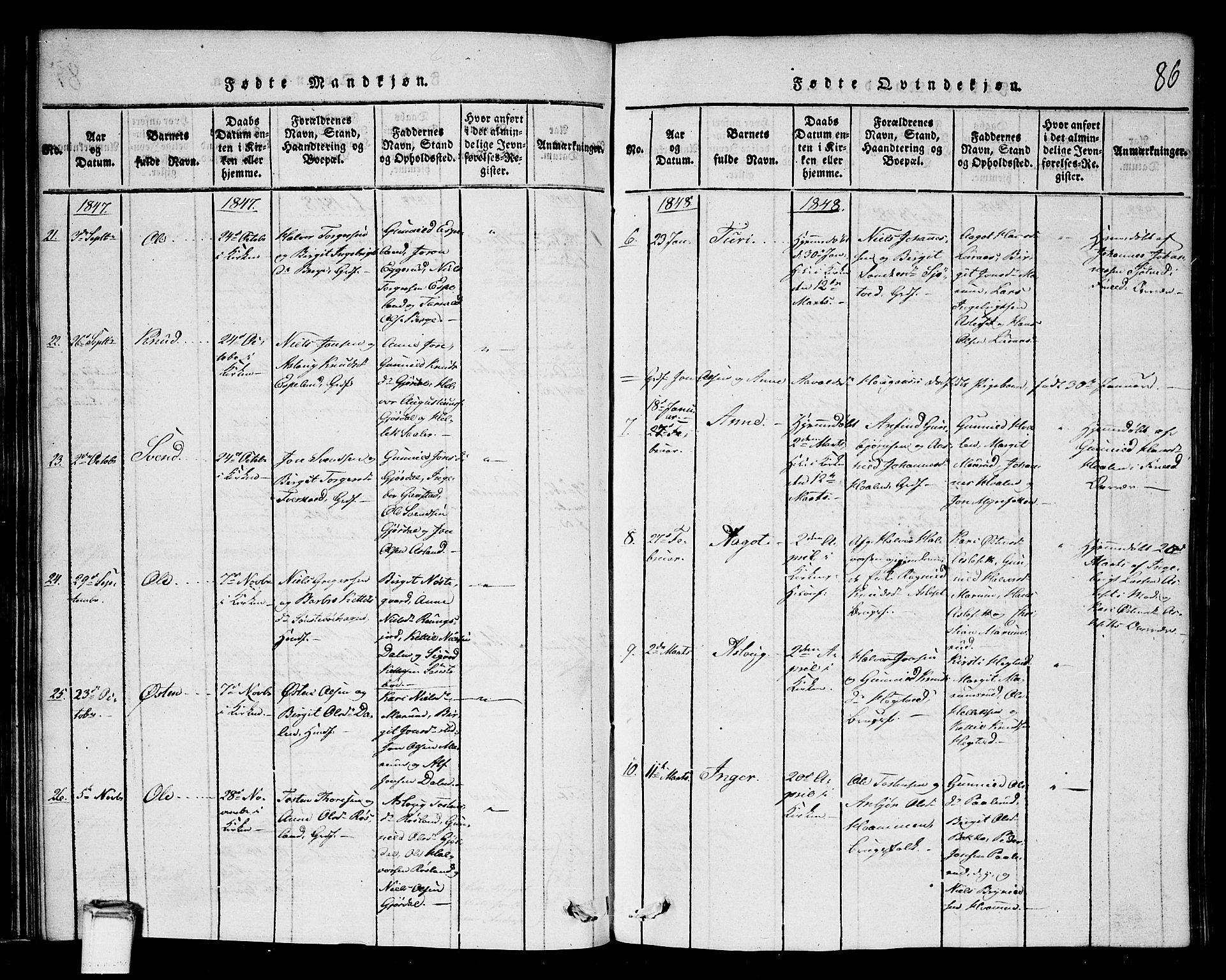Tinn kirkebøker, SAKO/A-308/G/Gb/L0001: Parish register (copy) no. II 1 /2, 1837-1850, p. 86
