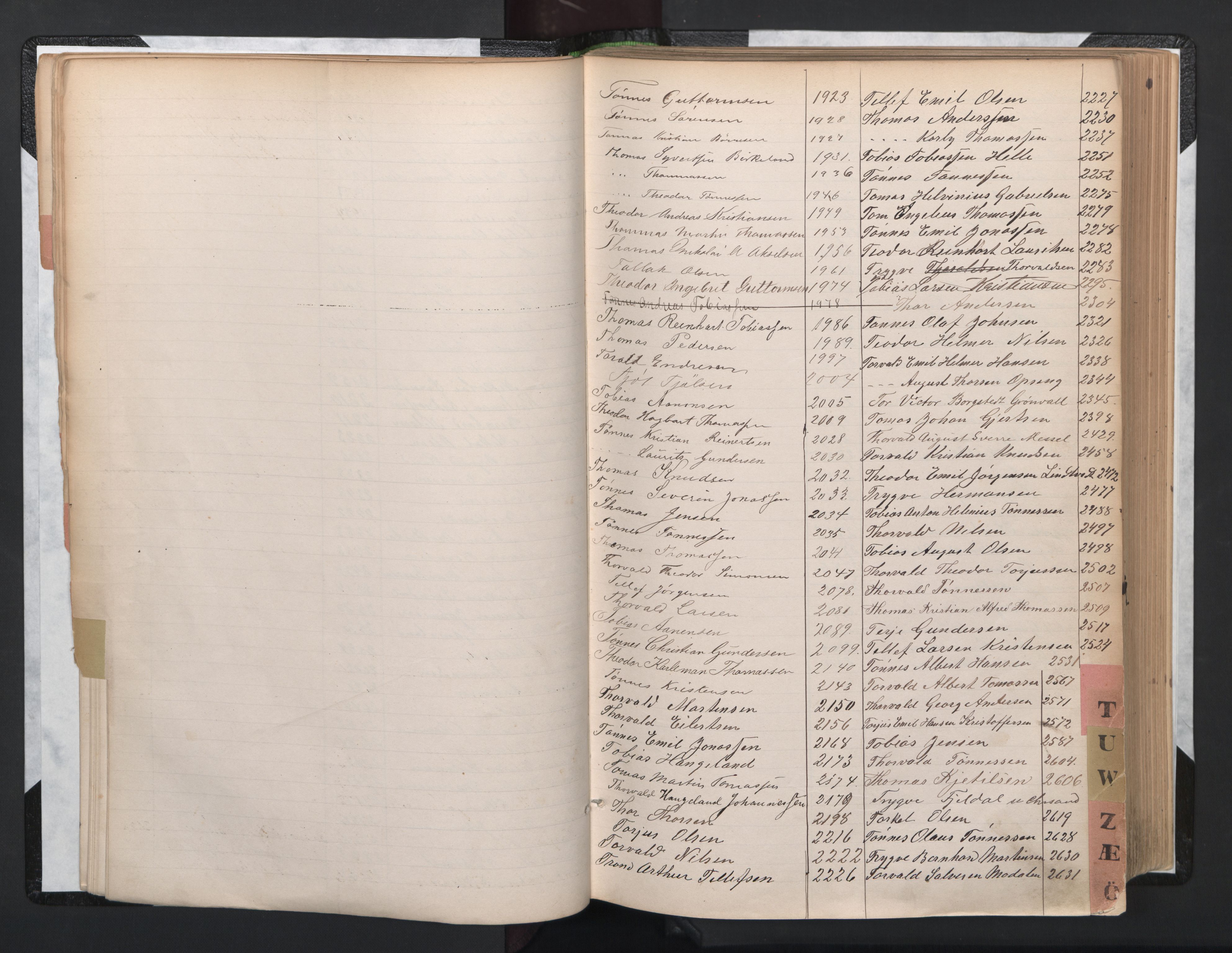 Lillesand mønstringskrets, AV/SAK-2031-0014/F/Fa/L0005: Annotasjonsrulle nr 1921-3502 med register, G-2, 1890-1948, p. 26