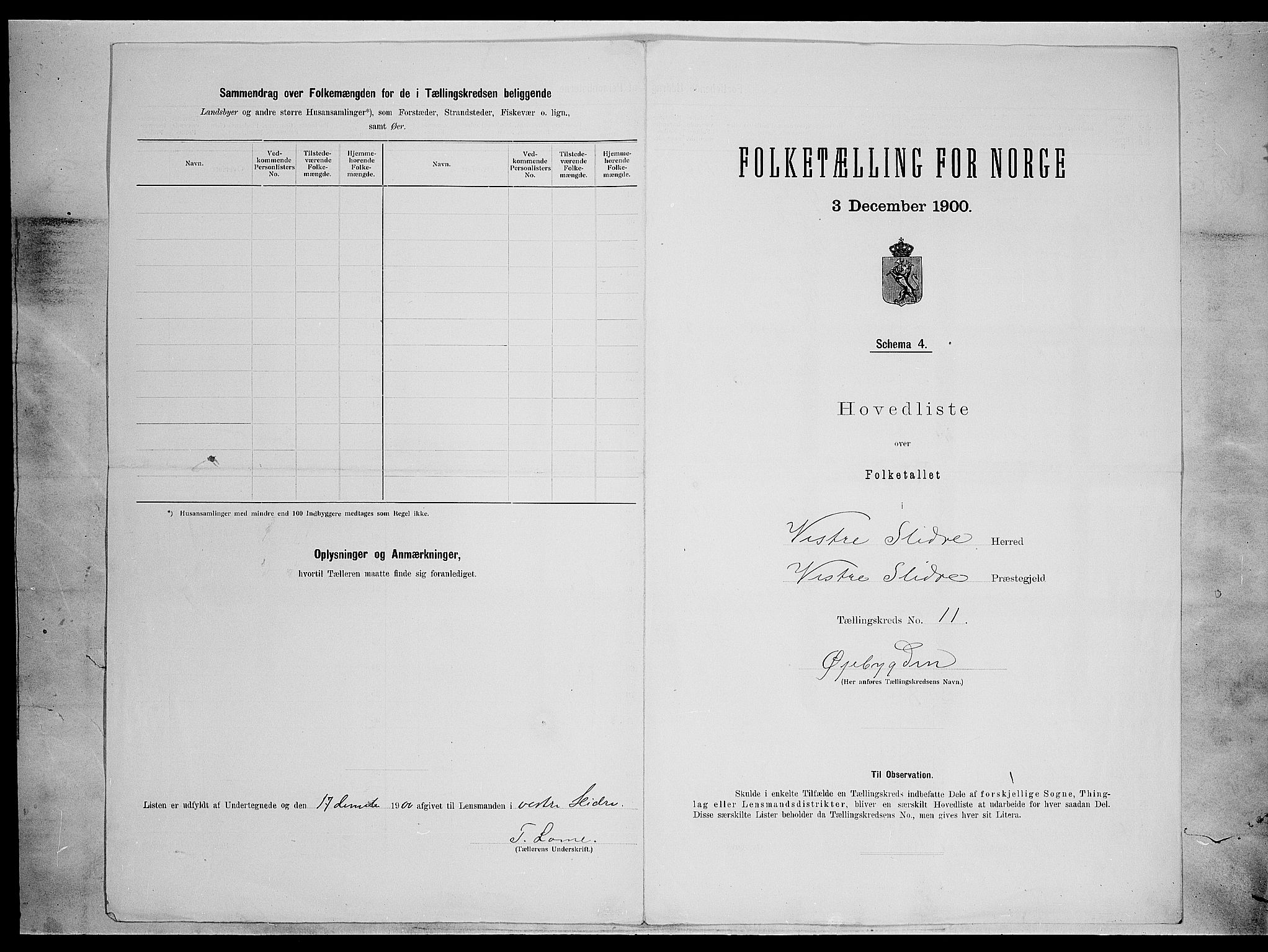 SAH, 1900 census for Vestre Slidre, 1900, p. 41