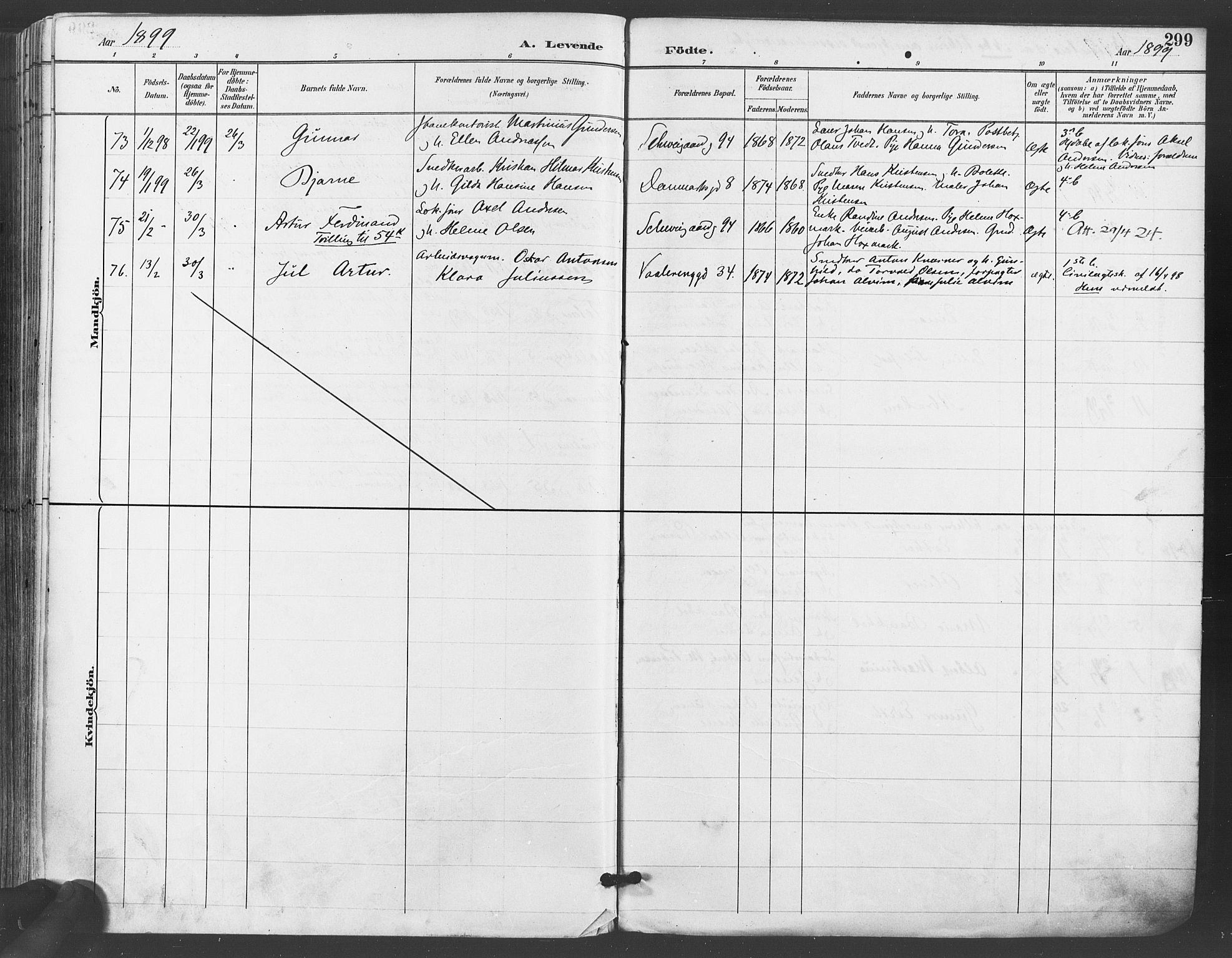 Gamlebyen prestekontor Kirkebøker, SAO/A-10884/F/Fa/L0007: Parish register (official) no. 7, 1889-1899, p. 299