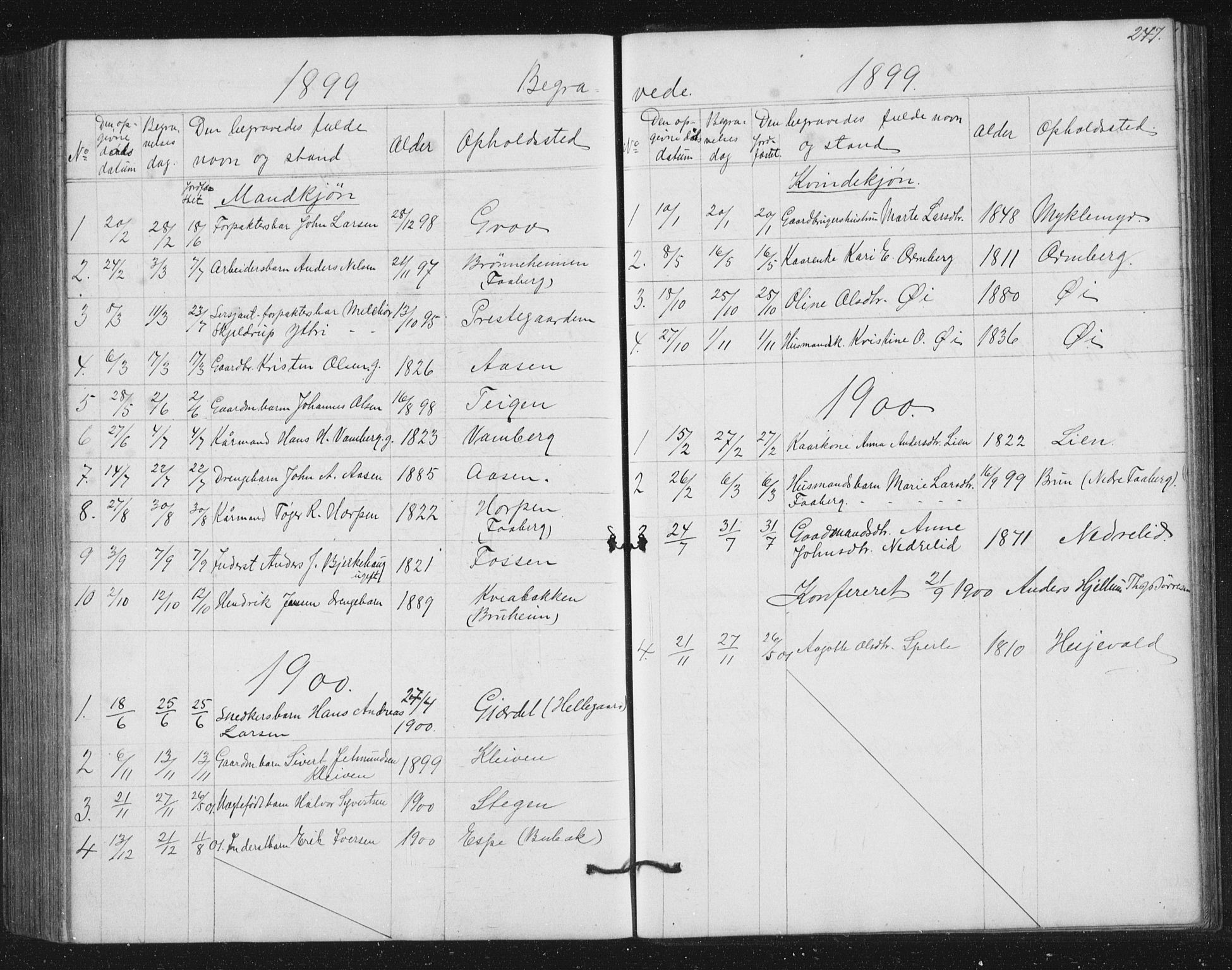 Jostedal sokneprestembete, SAB/A-80601/H/Hab/Haba/L0001: Parish register (copy) no. A 1, 1861-1906, p. 247