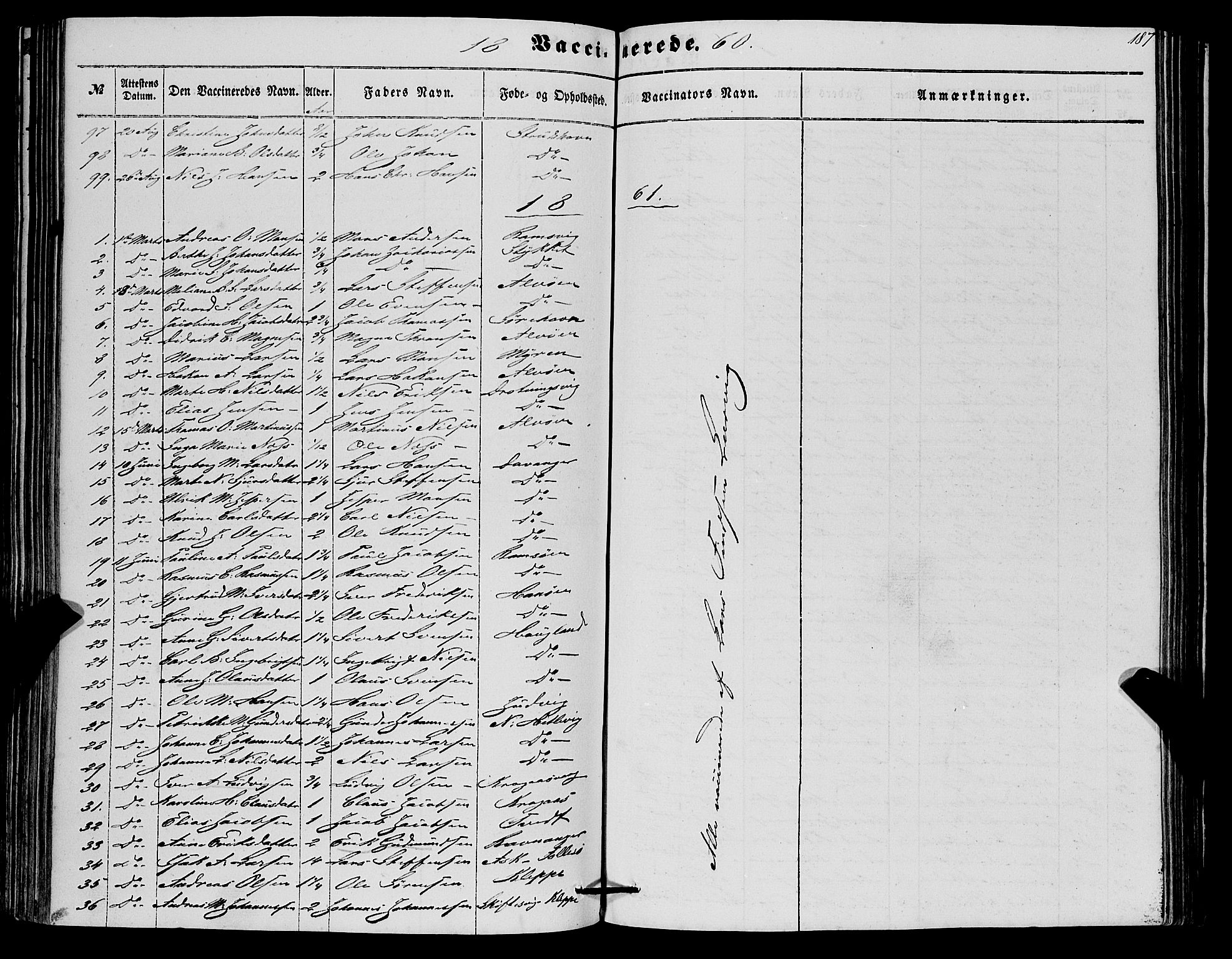 Askøy Sokneprestembete, SAB/A-74101/H/Ha/Haa/Haaa/L0012: Parish register (official) no. A 12, 1855-1877, p. 187