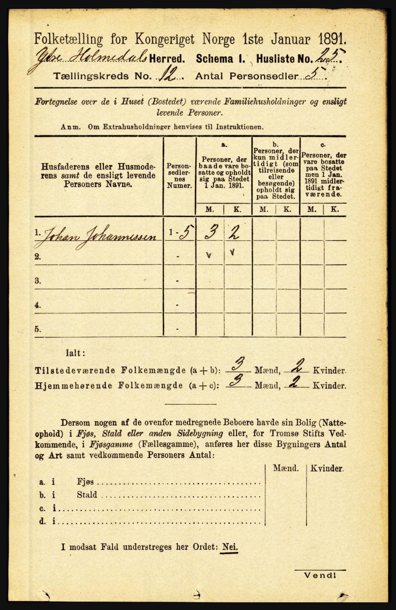 RA, 1891 census for 1429 Ytre Holmedal, 1891, p. 3171