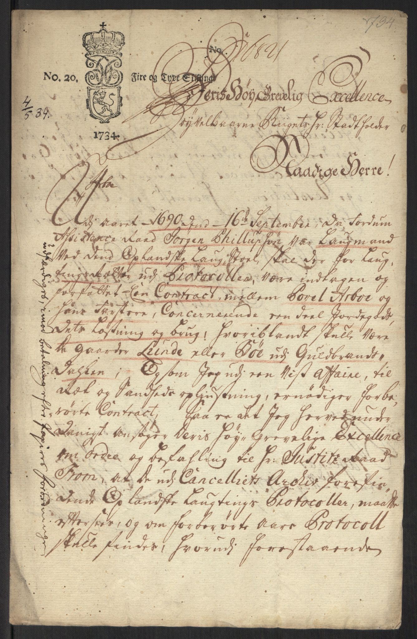 Stattholderembetet 1572-1771, AV/RA-EA-2870/Ef/L0107: Brev fra embetsmenn og andre, 1733-1734, p. 241