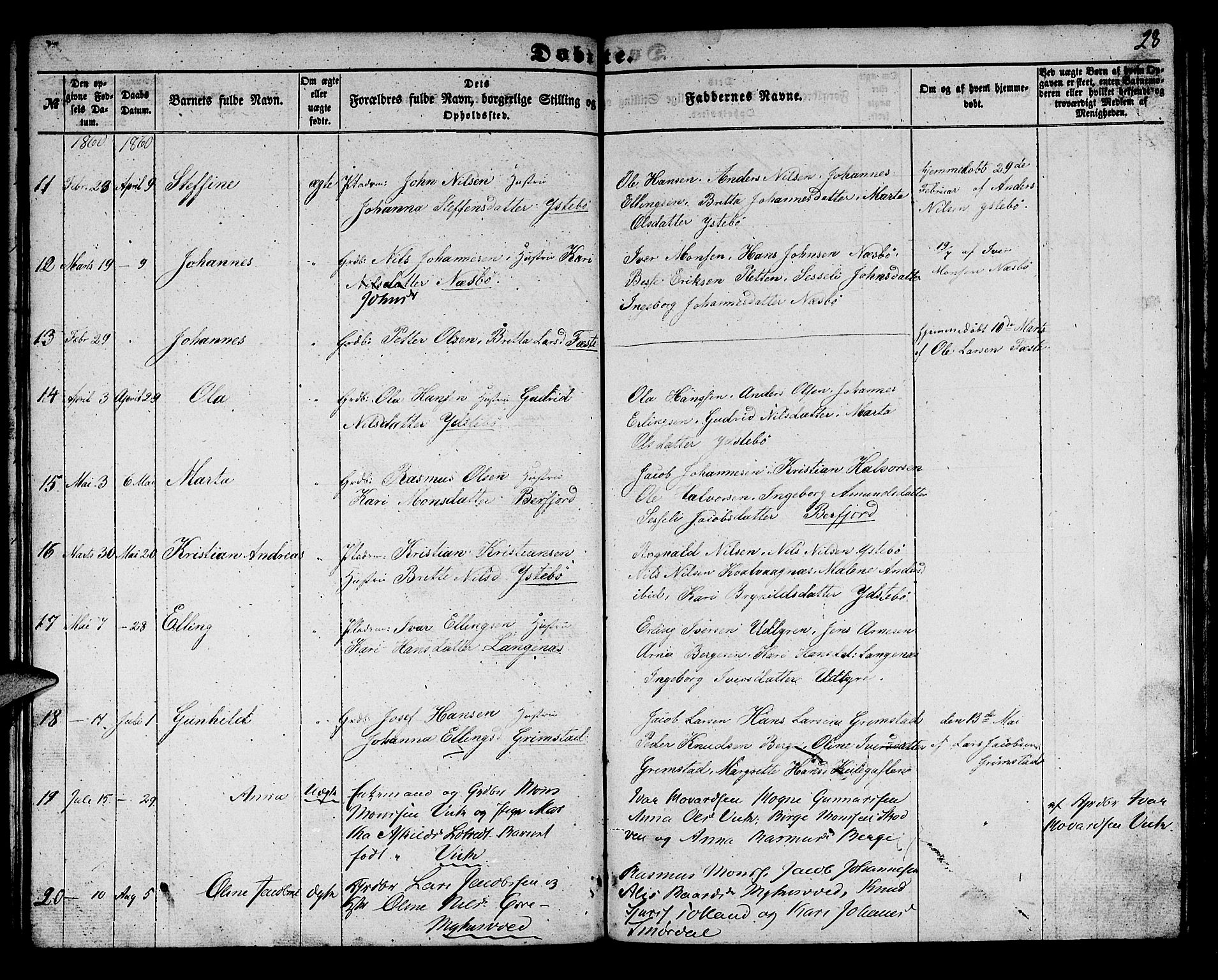 Alversund Sokneprestembete, SAB/A-73901/H/Ha/Hab: Parish register (copy) no. B 1, 1852-1865, p. 28