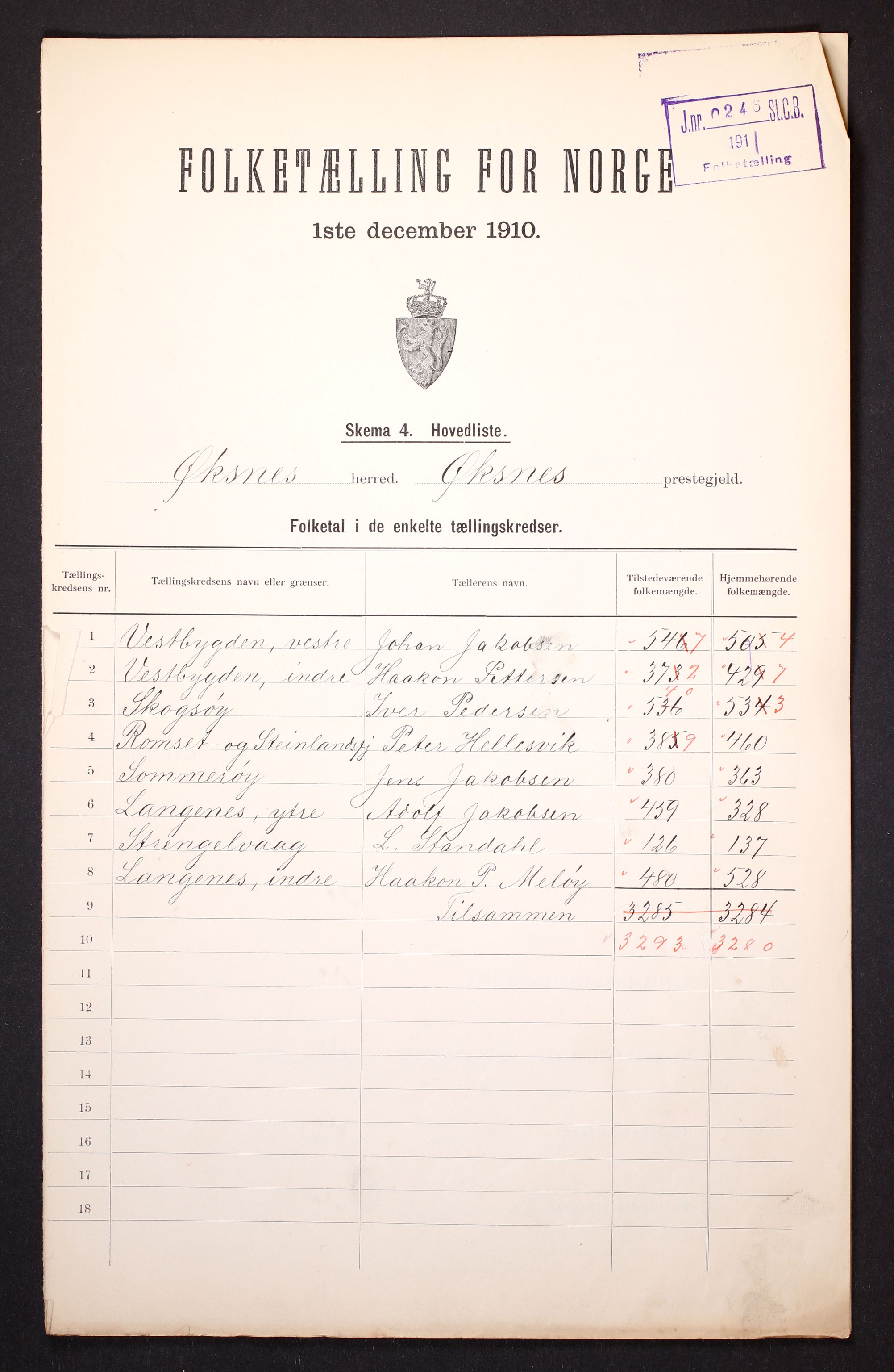 RA, 1910 census for Øksnes, 1910, p. 2