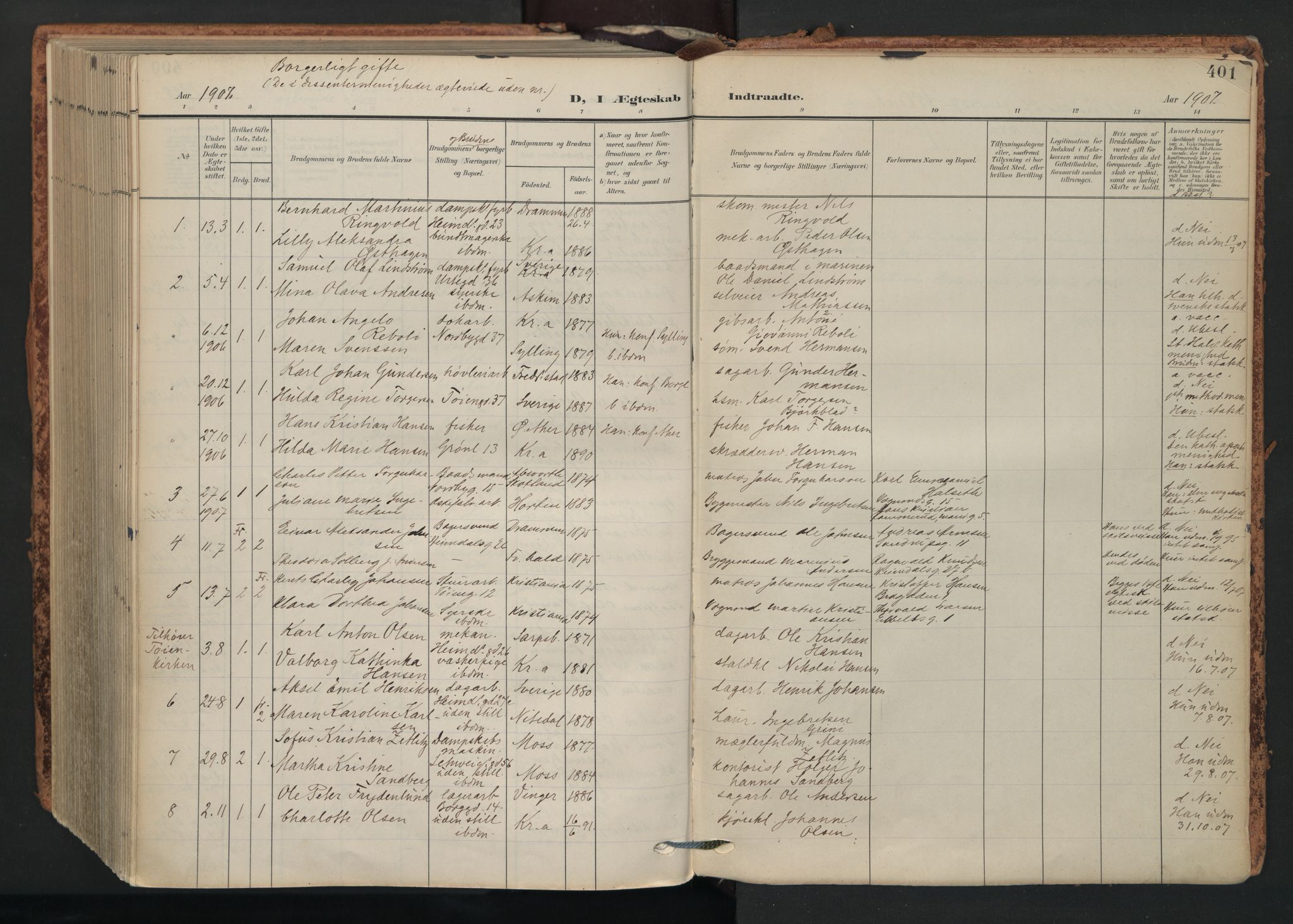 Grønland prestekontor Kirkebøker, SAO/A-10848/F/Fa/L0017: Parish register (official) no. 17, 1906-1934, p. 401
