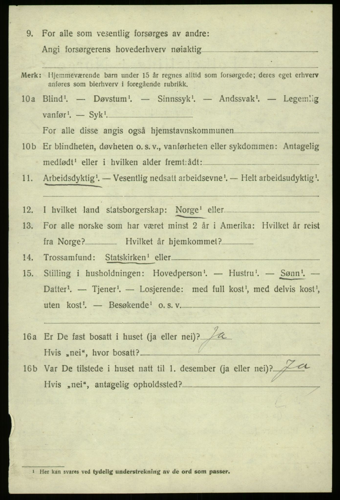 SAB, 1920 census for Jostedal, 1920, p. 563