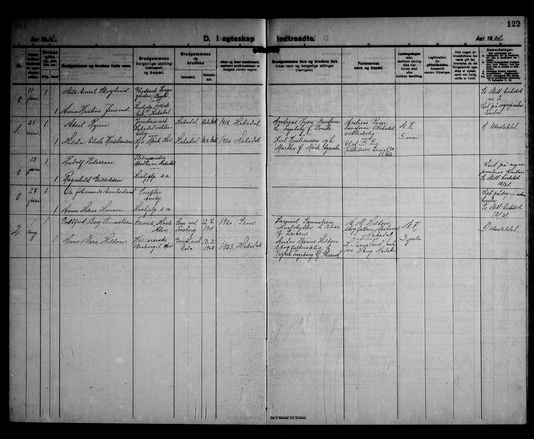 Nittedal prestekontor Kirkebøker, SAO/A-10365a/G/Gb/L0004: Parish register (copy) no. II 4, 1925-1945, p. 122