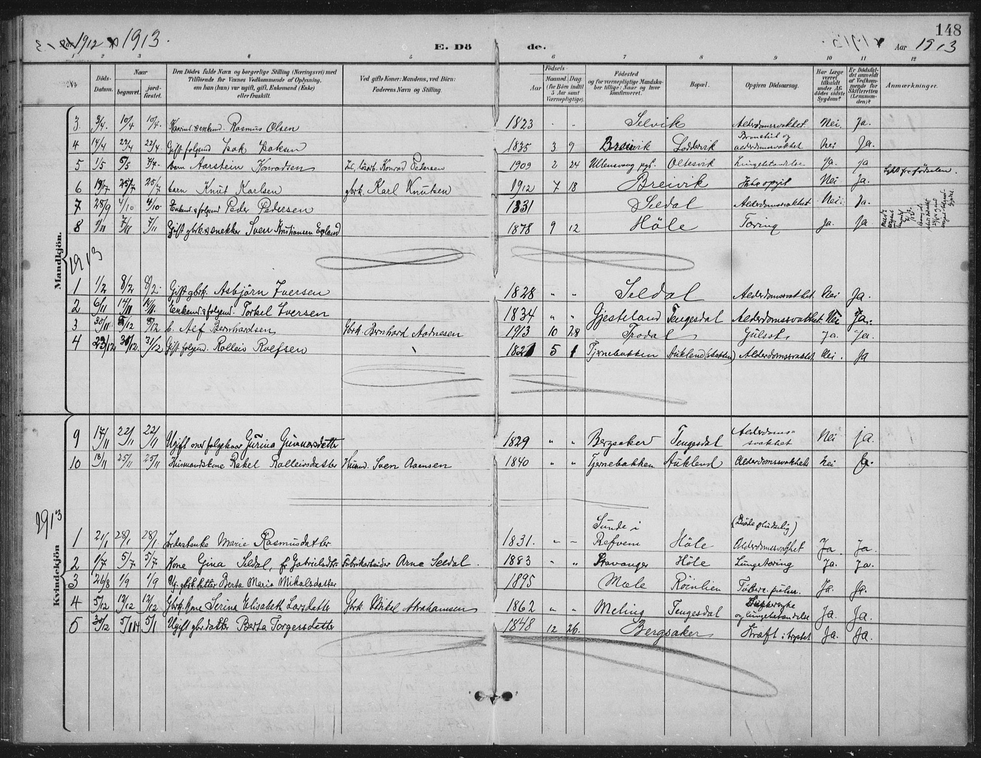 Høgsfjord sokneprestkontor, SAST/A-101624/H/Ha/Haa/L0008: Parish register (official) no. A 8, 1898-1920, p. 148