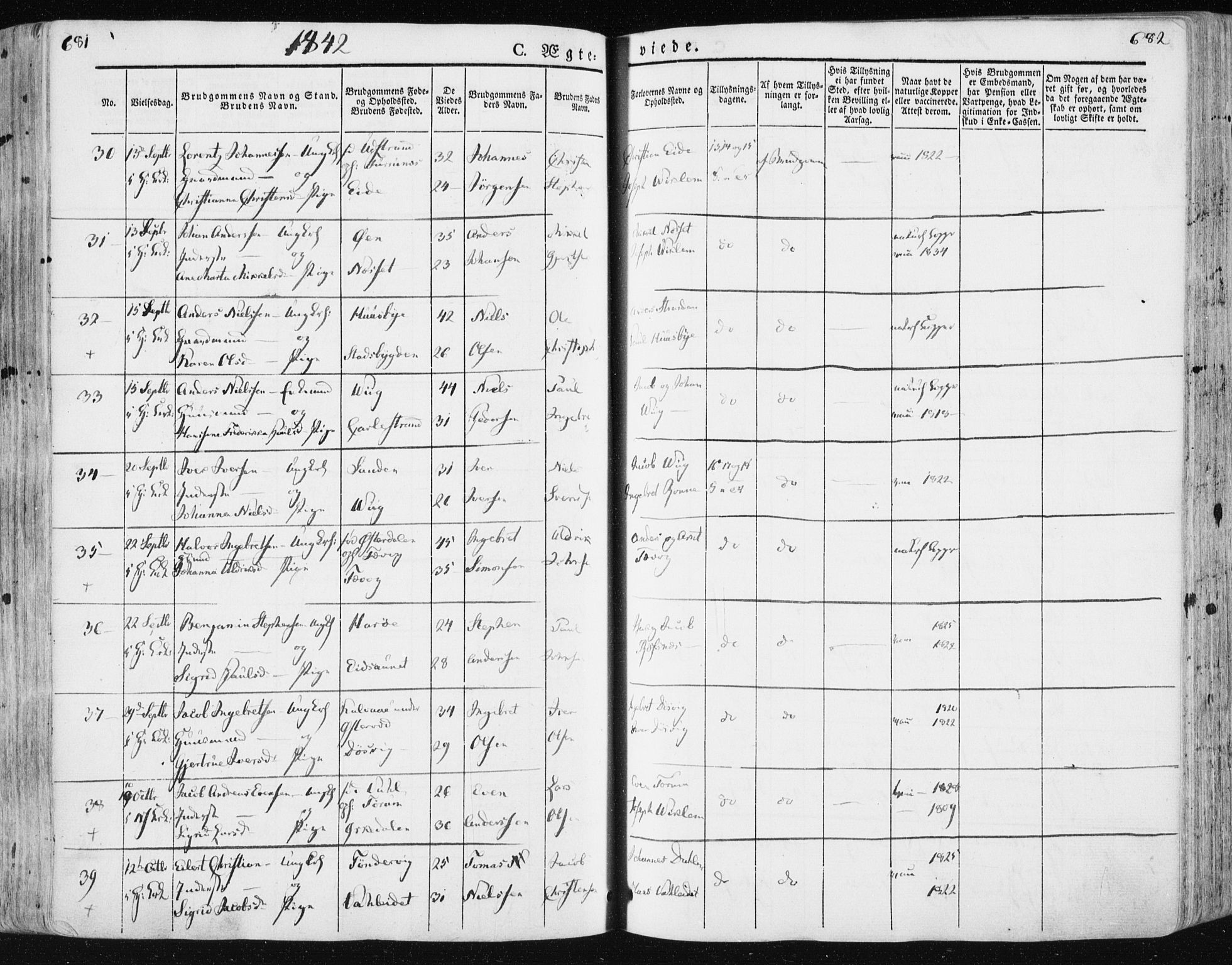 Ministerialprotokoller, klokkerbøker og fødselsregistre - Sør-Trøndelag, SAT/A-1456/659/L0736: Parish register (official) no. 659A06, 1842-1856, p. 681-682