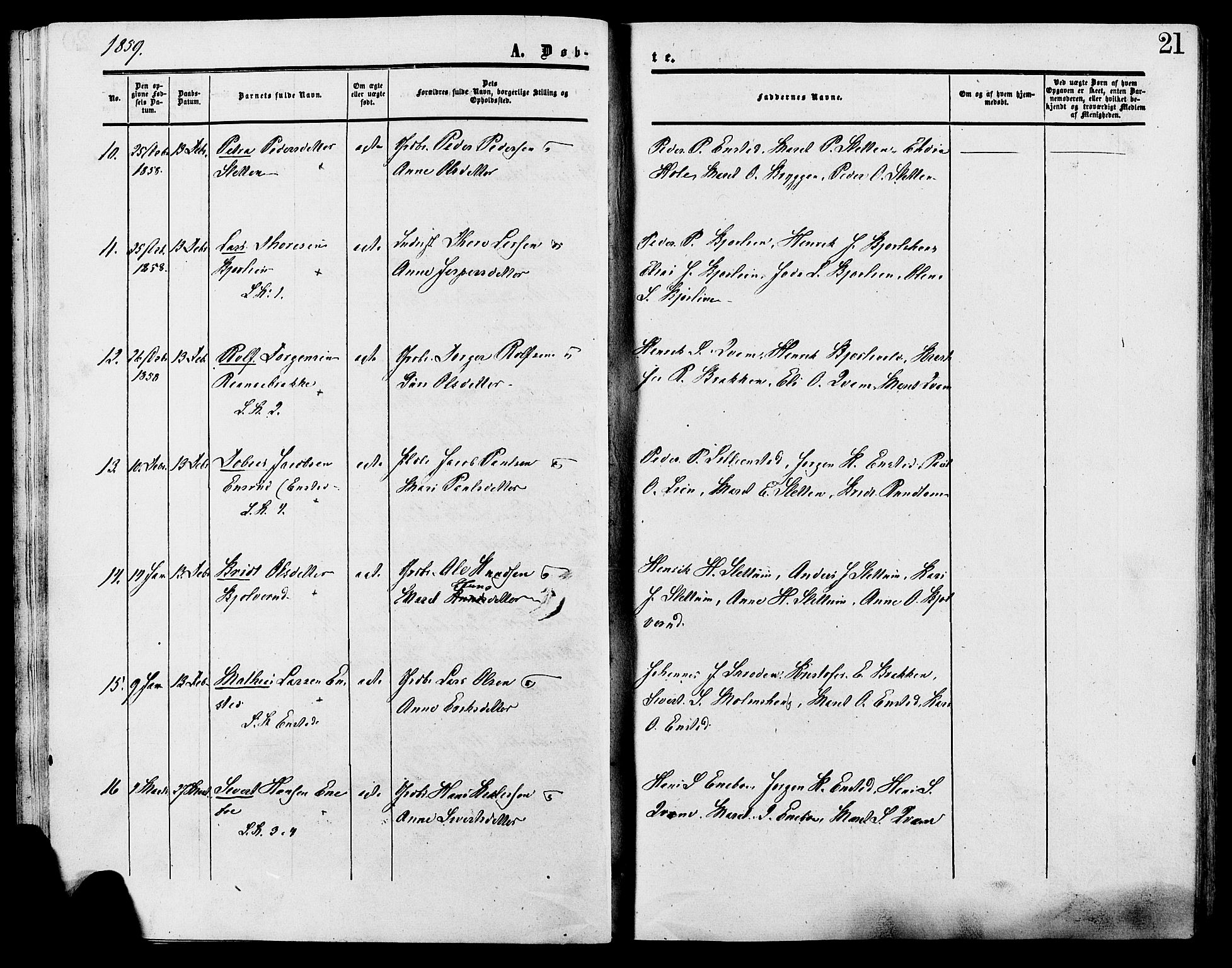 Lesja prestekontor, SAH/PREST-068/H/Ha/Haa/L0009: Parish register (official) no. 9, 1854-1889, p. 21