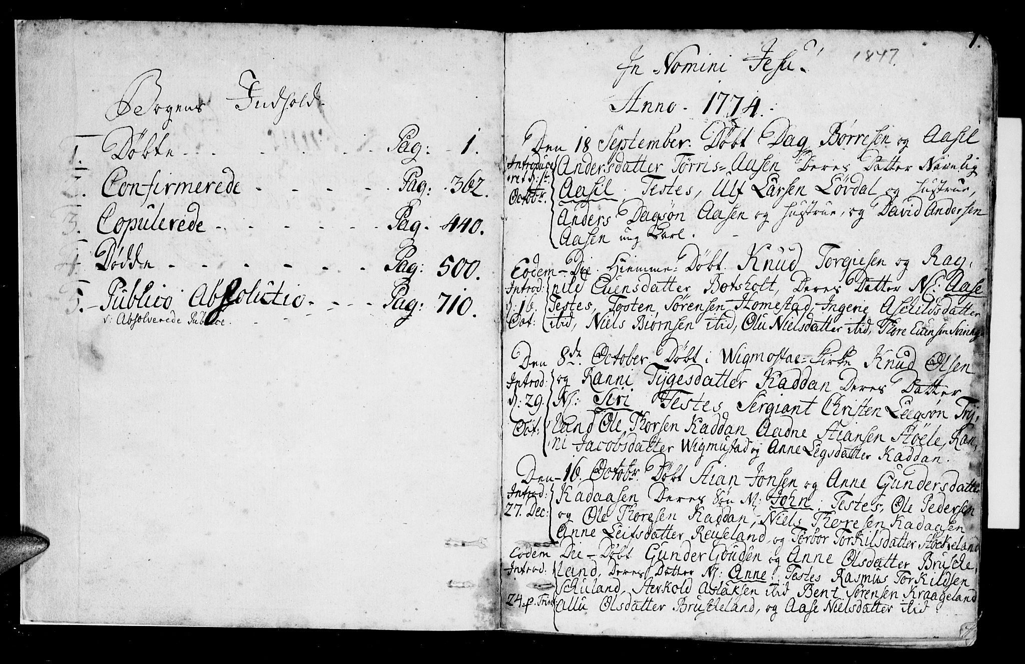 Holum sokneprestkontor, SAK/1111-0022/F/Fa/Fab/L0004: Parish register (official) no. A 4, 1774-1847, p. 0-1