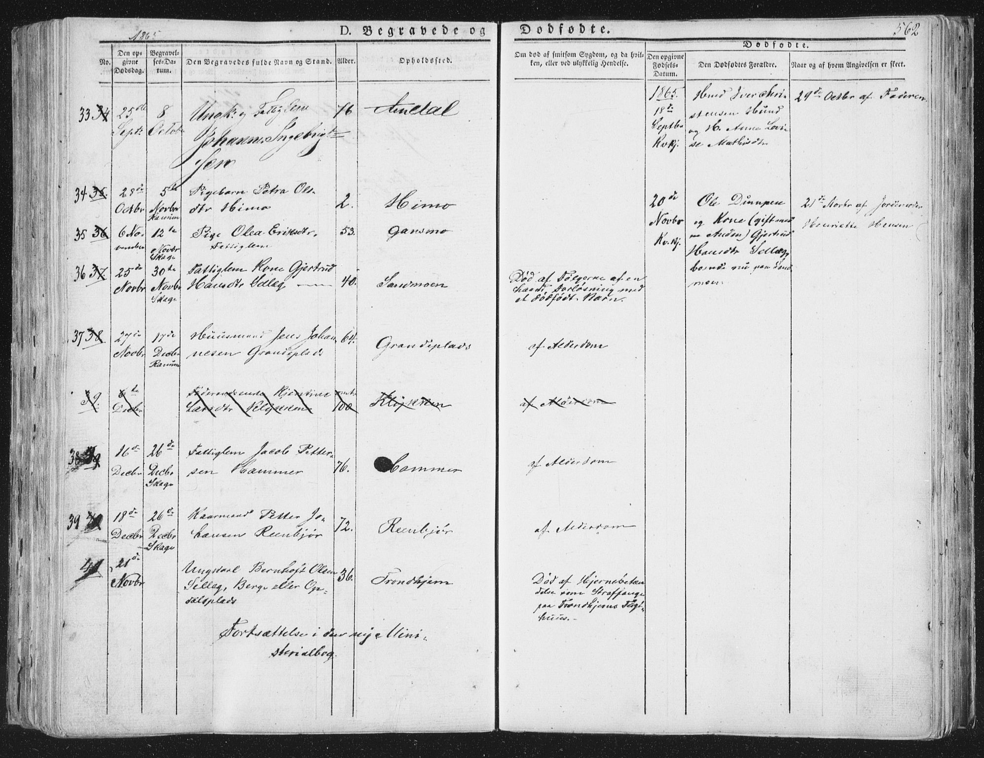 Ministerialprotokoller, klokkerbøker og fødselsregistre - Nord-Trøndelag, SAT/A-1458/764/L0552: Parish register (official) no. 764A07b, 1824-1865, p. 562