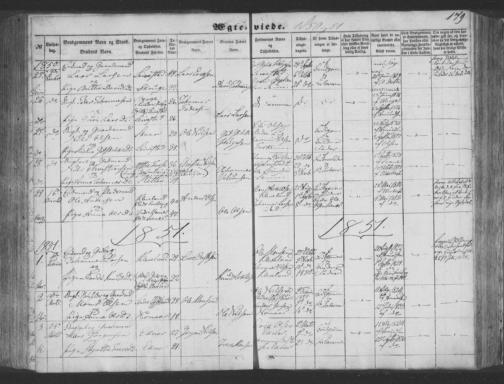 Hosanger sokneprestembete, SAB/A-75801/H/Haa: Parish register (official) no. A 8, 1849-1863, p. 179